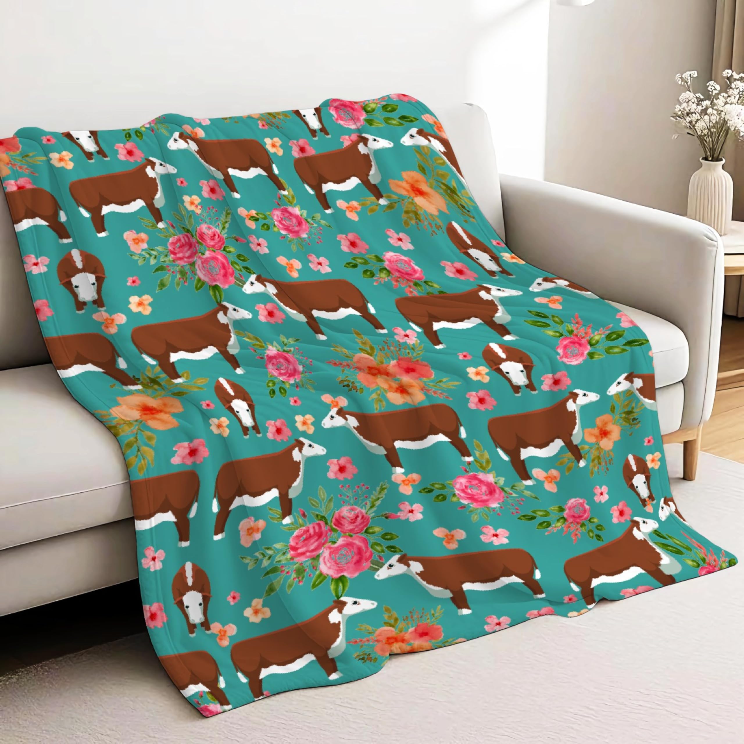 ONLY 9.99 !!! 50%OFF - Cute Cows Blanket - Hereford Cattle Animals Gifts for Gir...