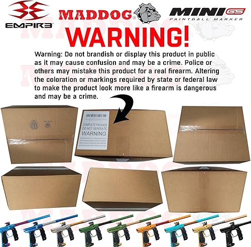 Miniatura 5 de Maddog Empire Mini GS - Marcador electrónico completo para pistola de paintball con tanque de paintball 483000 HPA, cargador electrónico Empire Halo