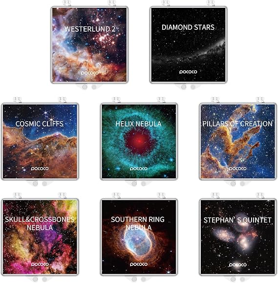 POCOCO Galaxy Star Projector + Fixed Star and Nebula Series Discs | 8 Discs Total, Rechargeable, 1W Soft Light, 2 Megapixel Lens, 5K Discs, Realistic Galaxy