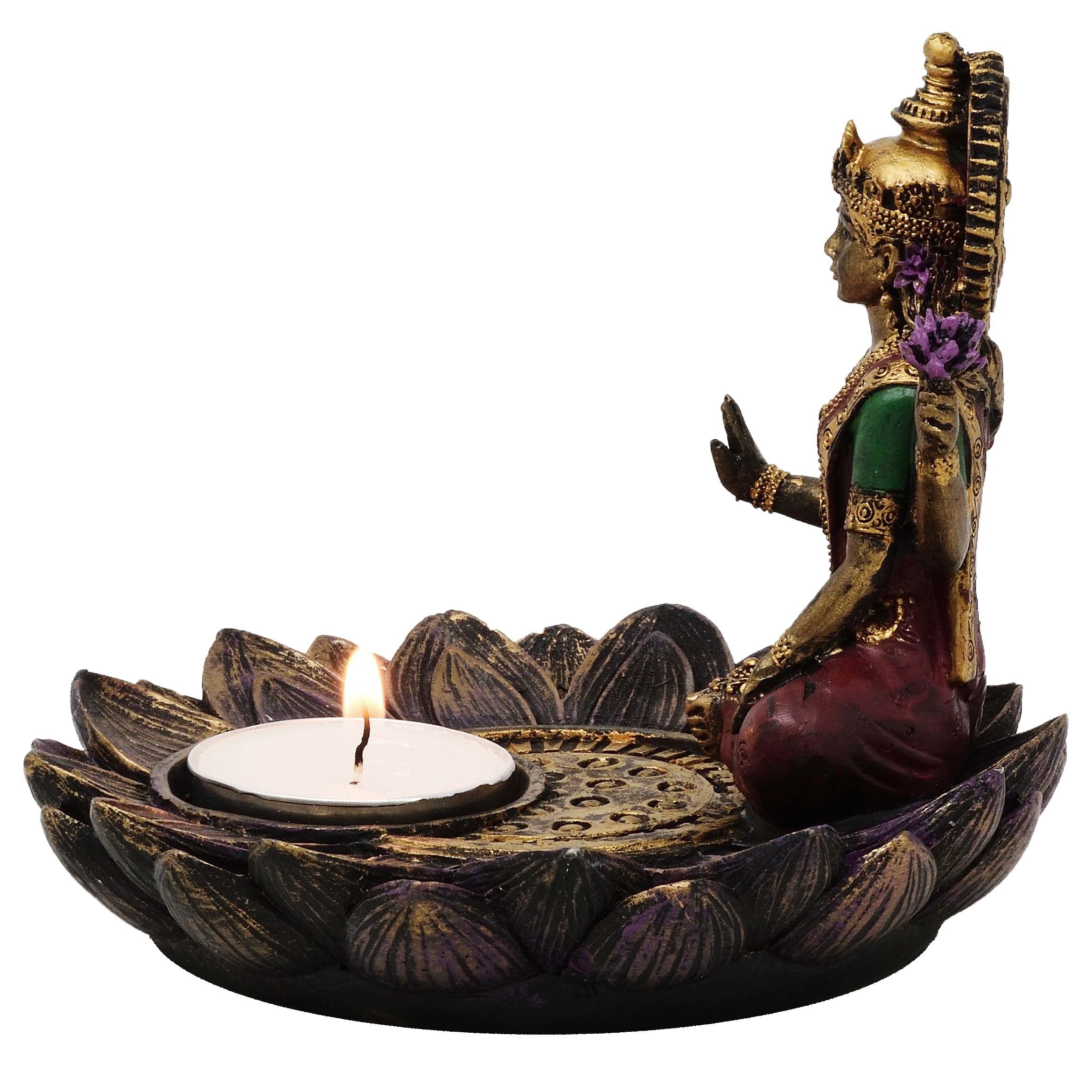 Lakshmi mit Teelicht oder als Räucherstäbchenhalter - Gottheit, Buddha, Indien