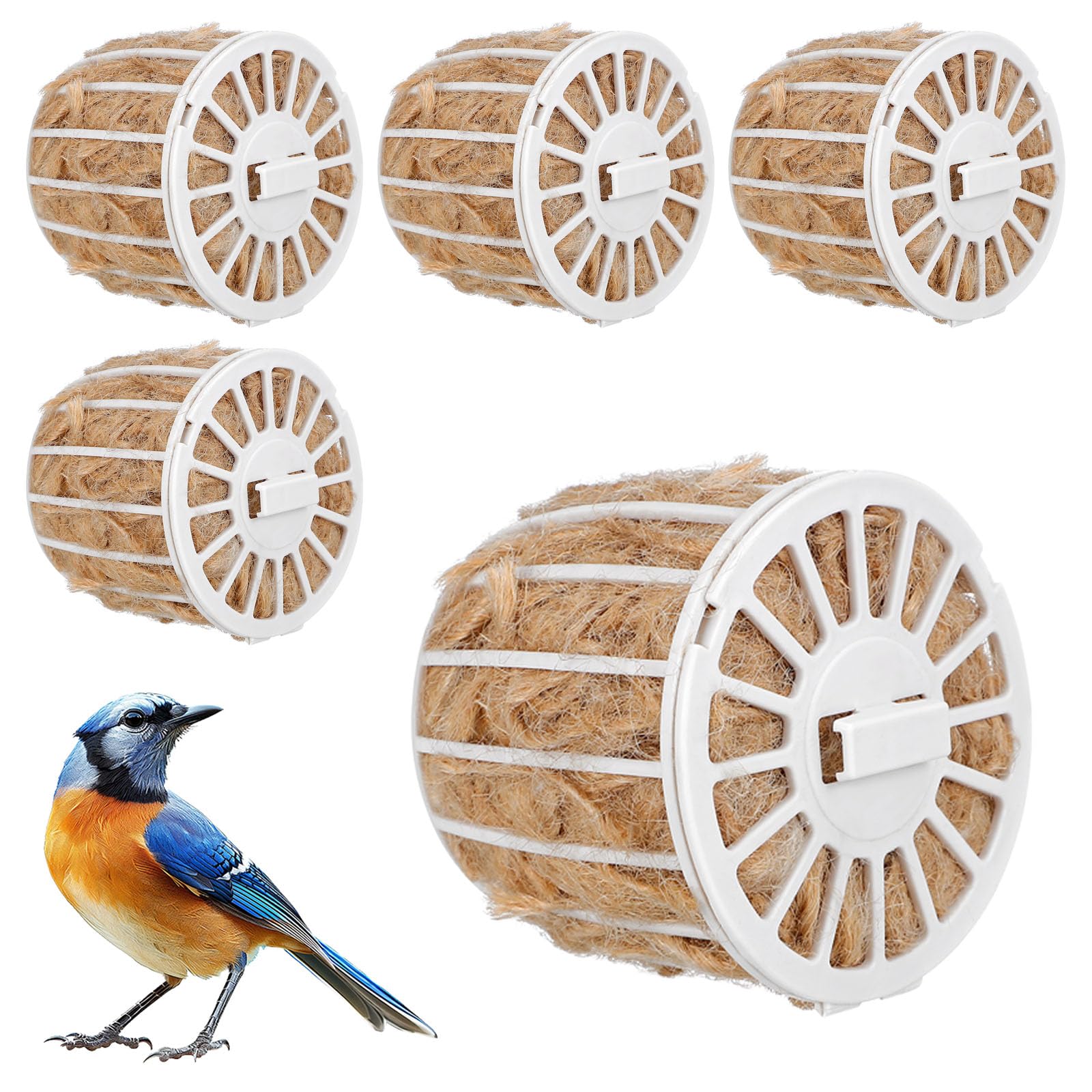 Abaodam Lot de 5 matériaux de nidification d'oiseaux naturels en toile de jute pour canaris et perruches et fournitures de nidification avec panier