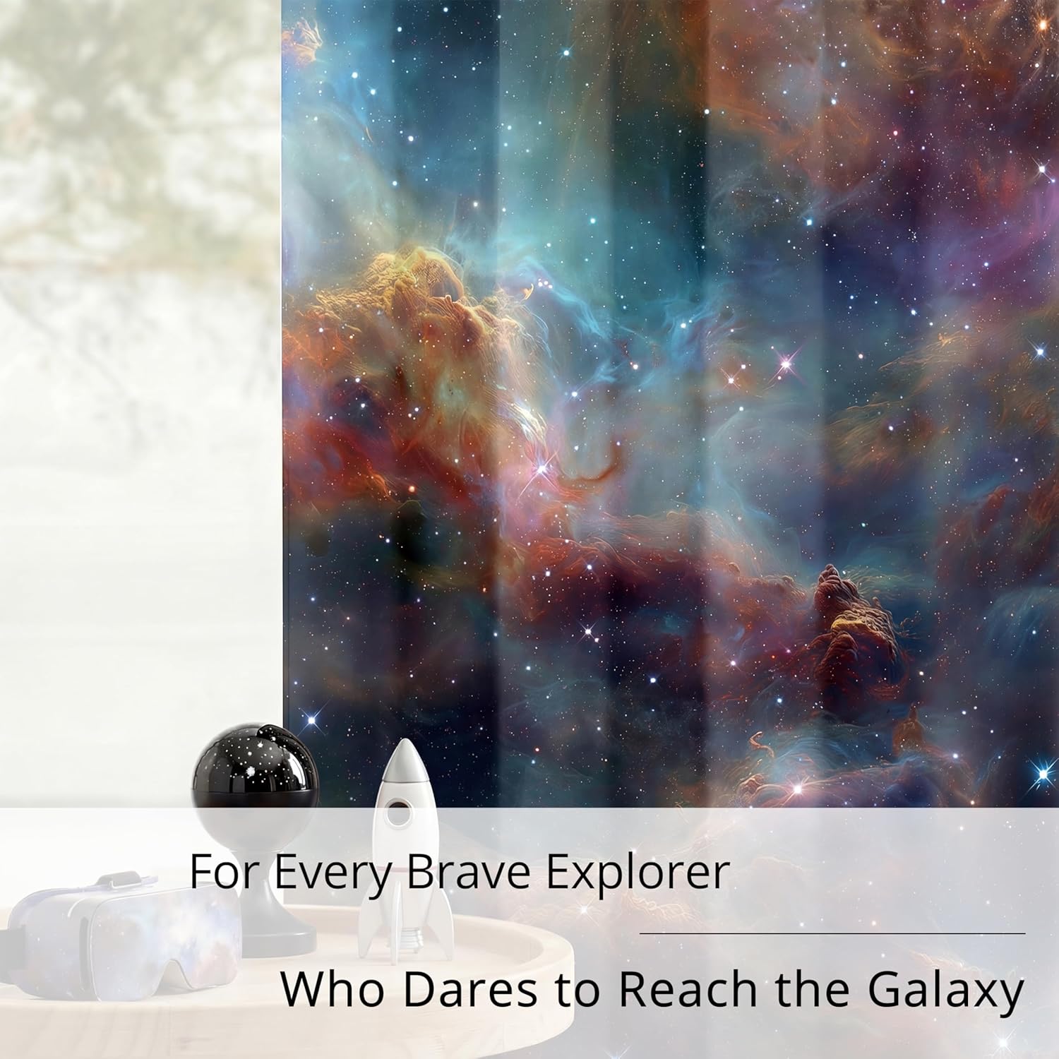 Galaxy Blackout Curtains - 100% Blackout (Aurora Galaxy, W52×L84)