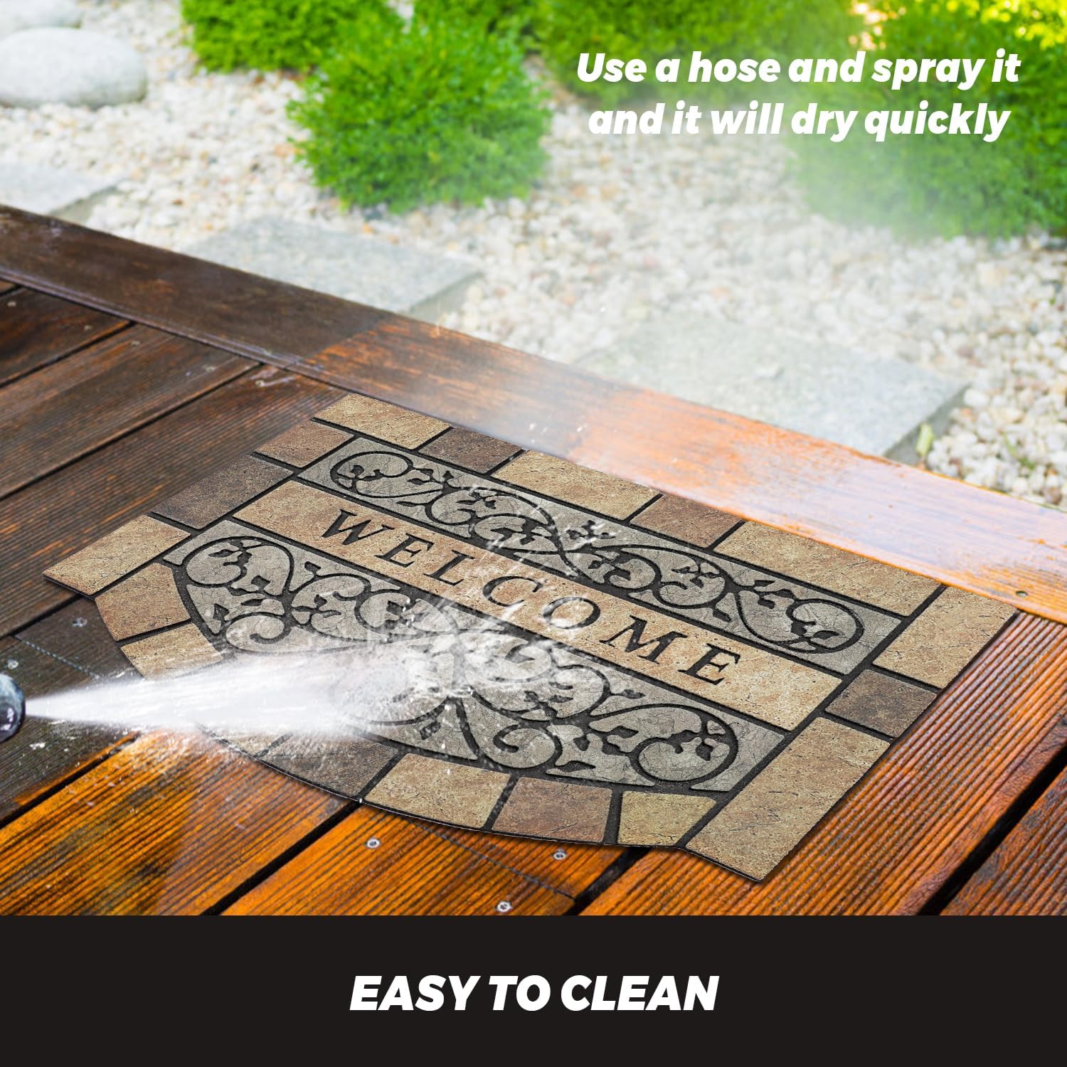 Durable Welcome Door Mats Outdoor, 28"x17" Heavy-Duty Welcom Matt Outdoor for Front Door with Non-Slip Rubber Backing for Front Door High Traffic Area（Brown）