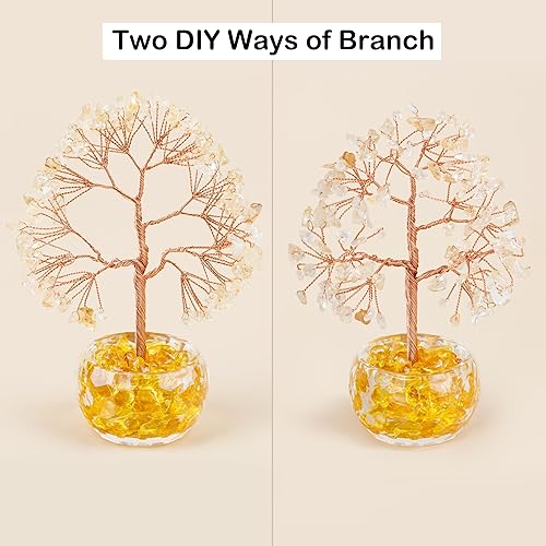 Miniatura 2 de ZenBless Árbol de dinero de cristal curativo de citrino, árbol de 7 chakras, árbol de la vida, cristales falsos, árbol bonsái, Feng Shui, Reiki,
