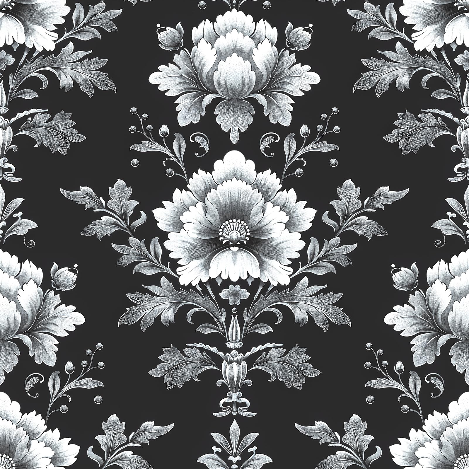 FLFK Gothic Black Wallpaper Peel and Stick Vintage Floral Wall Paper 16in x 128in(40cm x 325cm) Self Adhesive Removable Vinly Contact Paper for Bedroom Bathroom Shlef Cabinet Drawers Décor — view 28