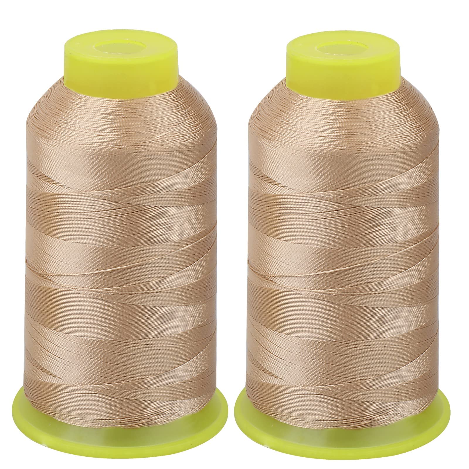 NALACAL 2 Roll Polyester Thread, Heavy Duty Thread, 98Yard/Reel 300D/3 Nylon Thread for Sewing, Sewing Thread for Upholstery, Outdoor Market, Drapery, Leather, Beading, Crafts (Khaki)