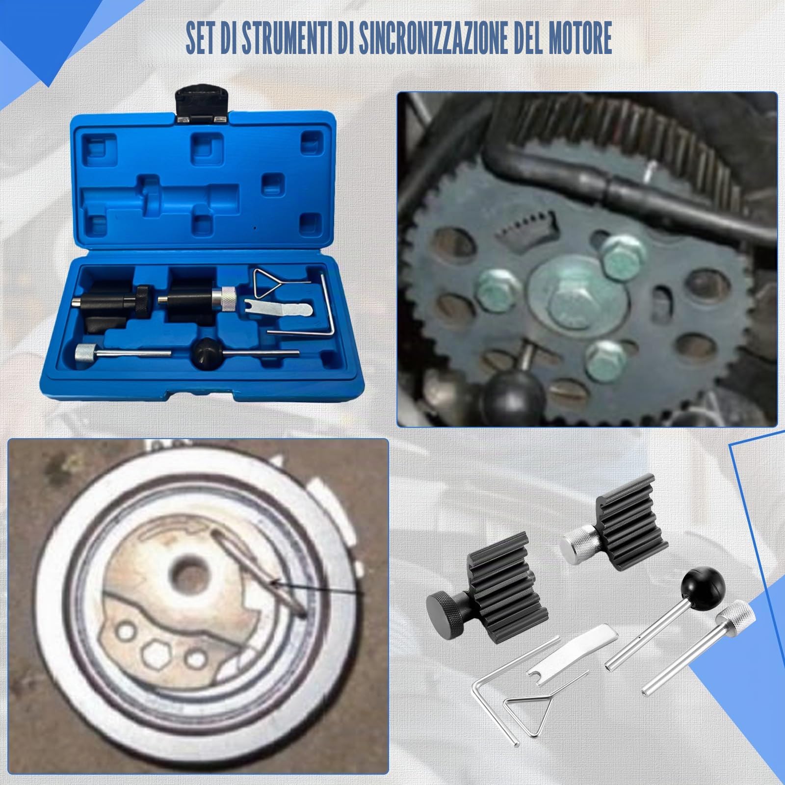 Kit Messa in Fase Motore Strumento Regolazione di Bloccaggio Dell'albero a Cameo Compatibile con VAG 1.4L 1.6L 1.9L 2.0L SDI TDI Diesel Engine A1 A3 A4 A6 Q3 Q5