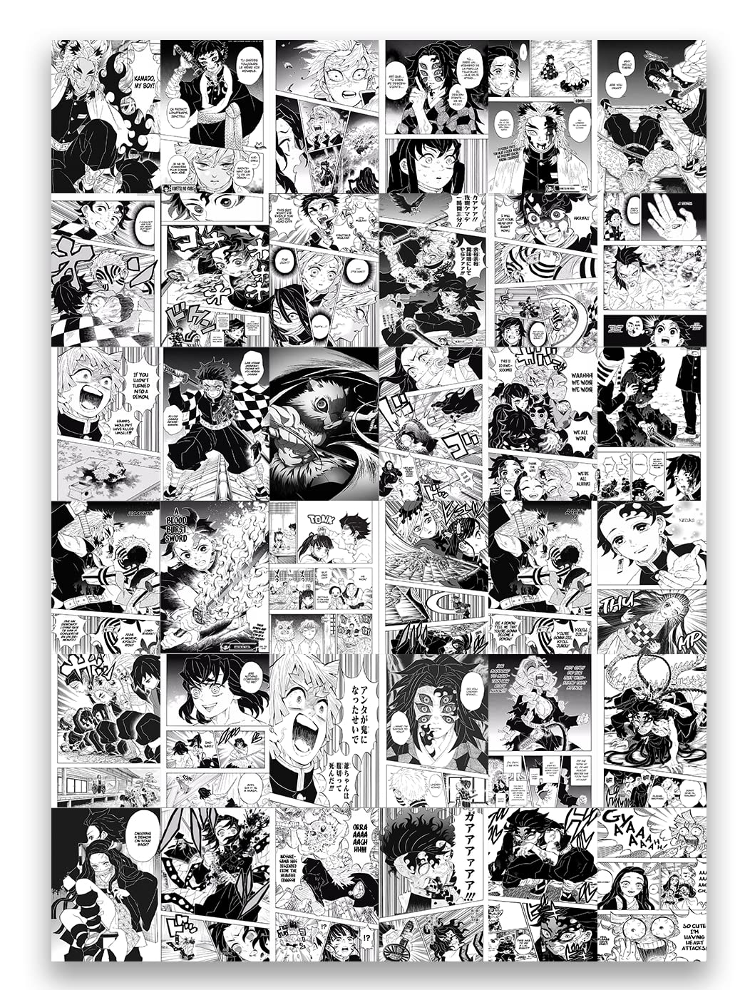 VEENSHI Set of 54 Demon Salyer Manga Wall Collage Kit | Tanjior | Nezuko | Zenitus and more Characters | 300 GSM Thick Wall Poster of Demon Slayer | 6x4 inch