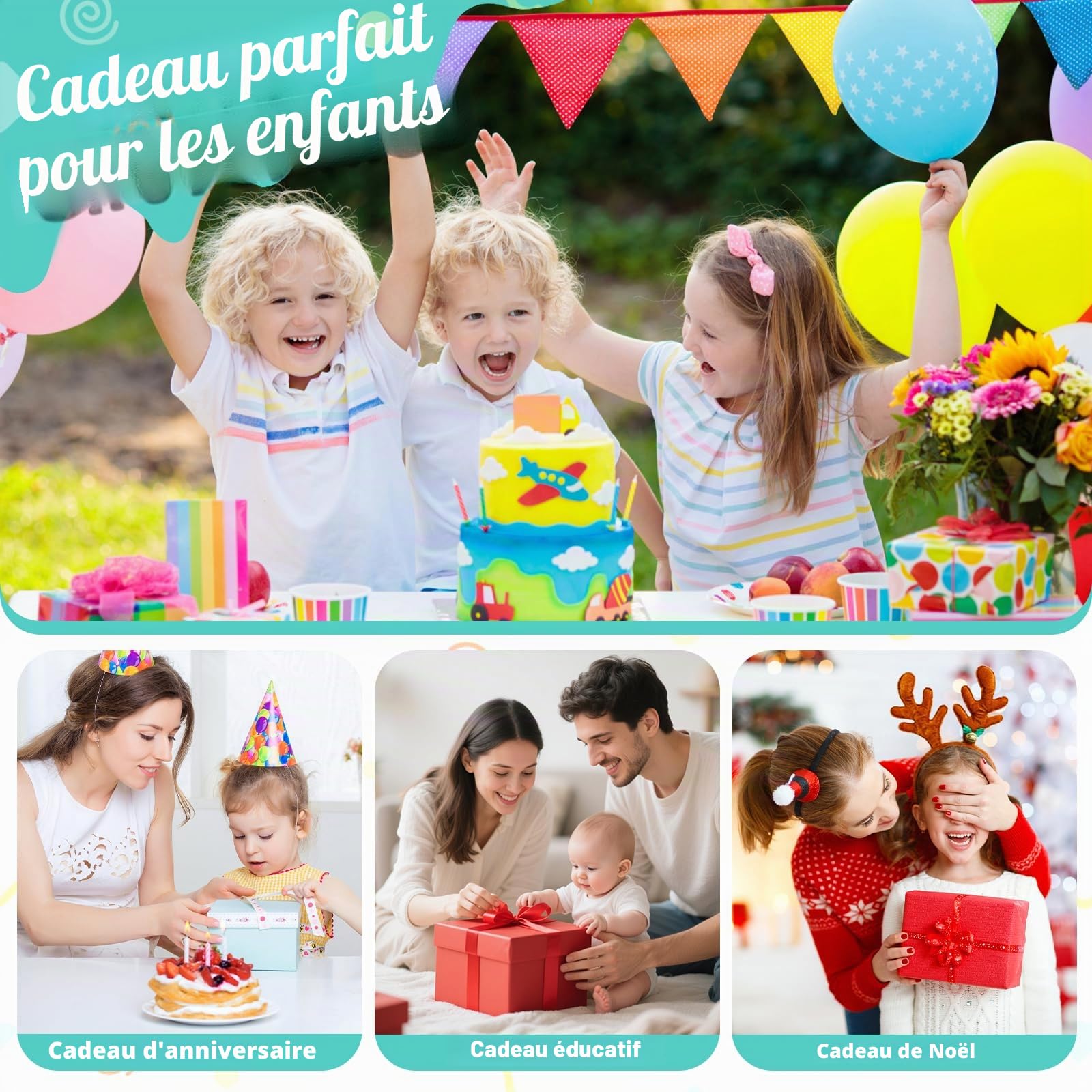 Jeux Montessori 1 2 3 Ans, 3 en 1 Jouet Enfant Bébé 1 2 3 Ans Jeu Educatif en Bois Tiroir Apprendre Les Couleurs Forme, Jouet Montessori Cadeau Fille Garçon 12 3 Ans Anniversaire Pâques Noël