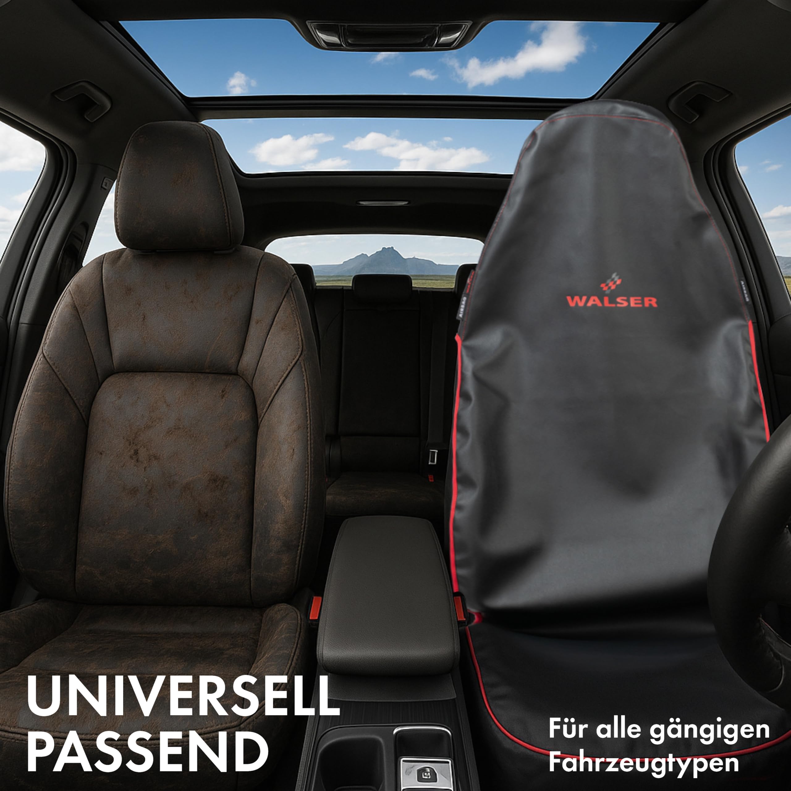 WALSER Guardian Schonbezug Vordersitz, Qualitätssieger Sehr Gut* Sitzschoner, Auto Sitzbezüge, Schonbezug Autositz Vorne, Vordersitzbezug Schwarz/Rot