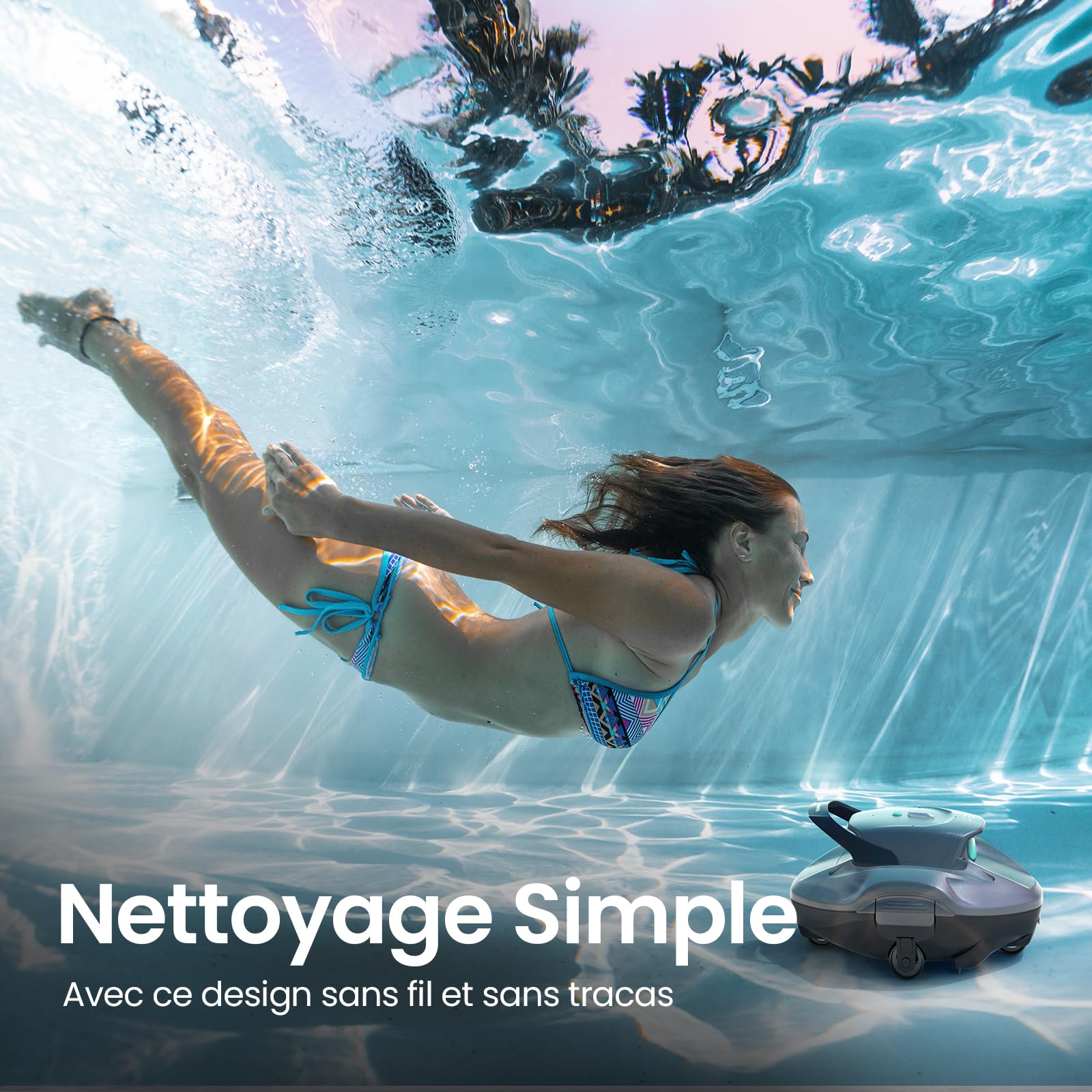 AIPER Seagull 800B Robot Piscine sans Fil, Aspirateur Piscine, 90 Min d’Autonomie, Stationnement Automatique, Forte Aspiration, Affichage LED, pour Piscines Hors-Sol Jusqu’à 80 m²