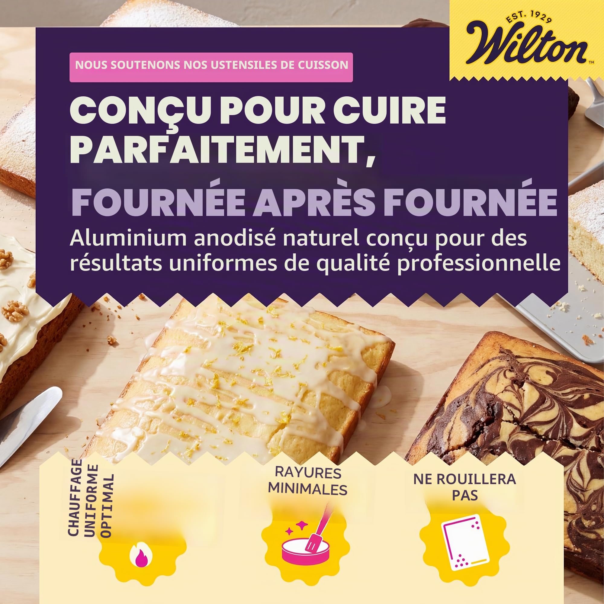 Wilton Performance Pans Moule à Gâteau Oblong 28x38 cm : Moule Rectangulaire en Aluminium Anodisé pour Gâteaux, Gratins et Même Pizza - 28x38x5 cm