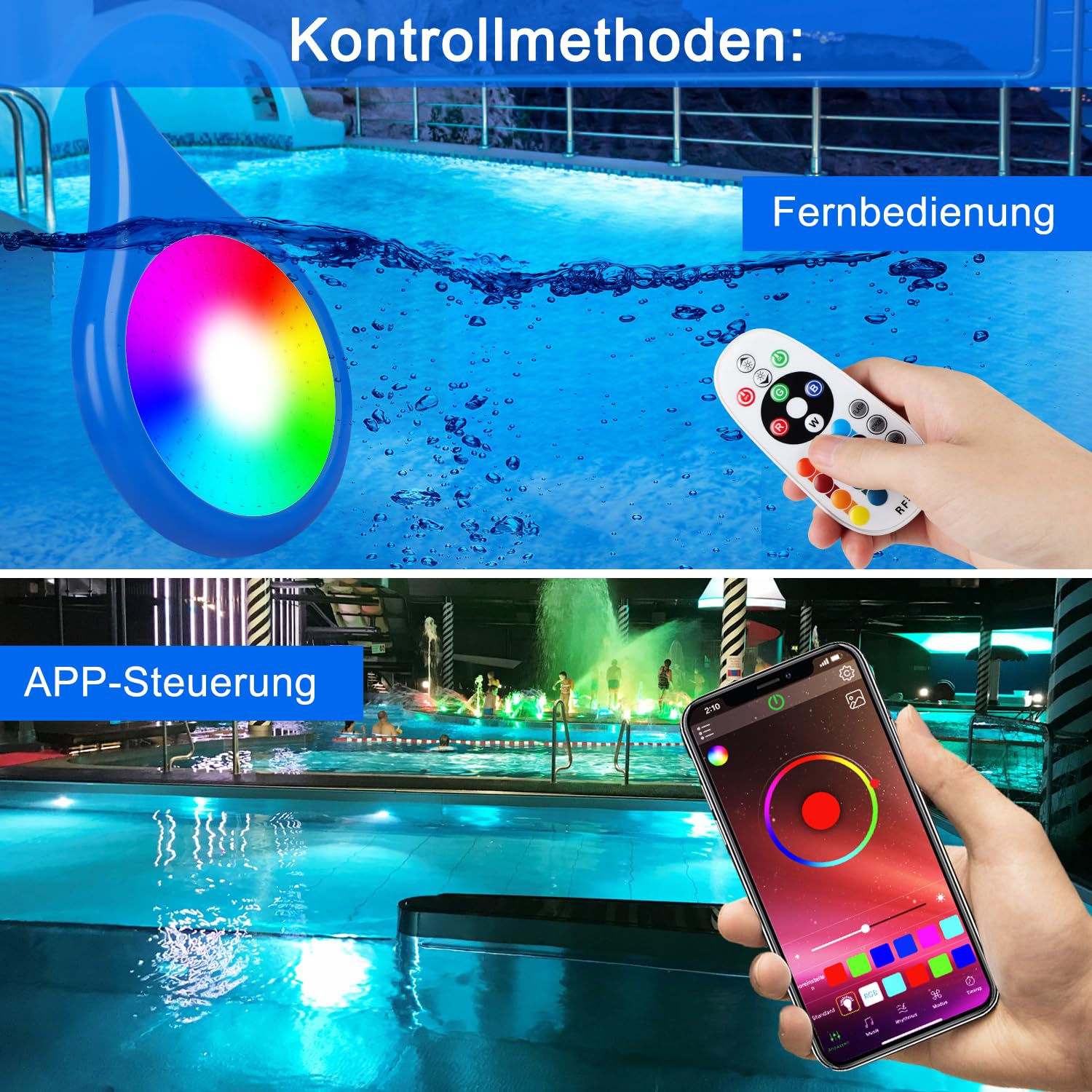 Luce della piscina di LED, luce intelligente della piscina di 25W LED sopra terra, con effetti di illuminazione controllati dall'applicazione, sincronizzazione della musica, IP68, con cavo 11m