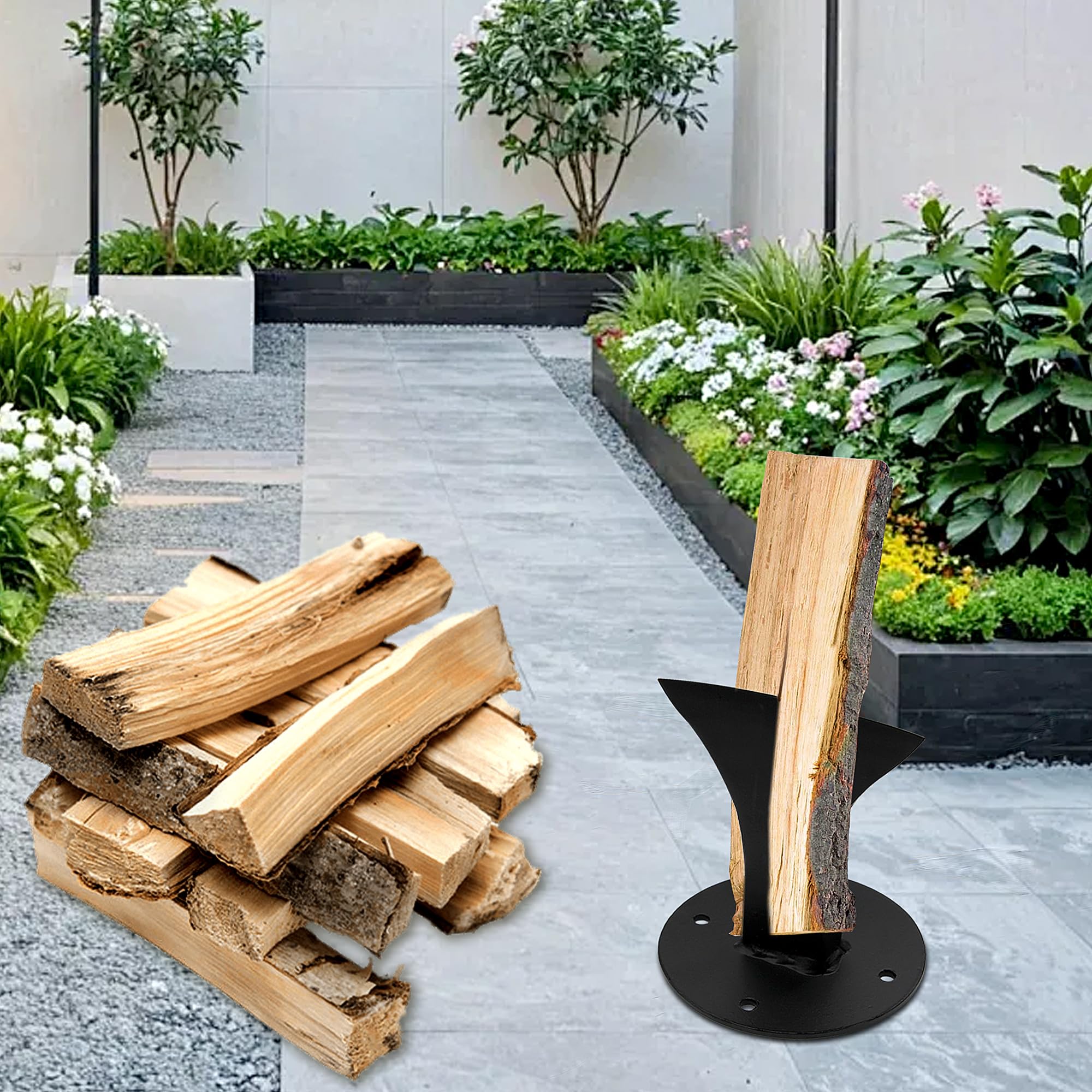 Cale de fendeur de bûches manuelle pour petit bois, cale à bois en acier, noir, avec 4 trous et vis d'installation
