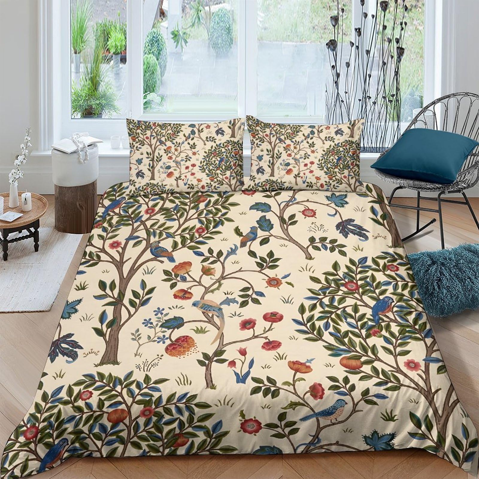Ctjqhvkz Style-2 3D Printed Forest Birds Fitted Sheet Microfiber Soft Botanical Flowers Mattress Cover For Bedroom Guest Room Decor Single（135X200cm）