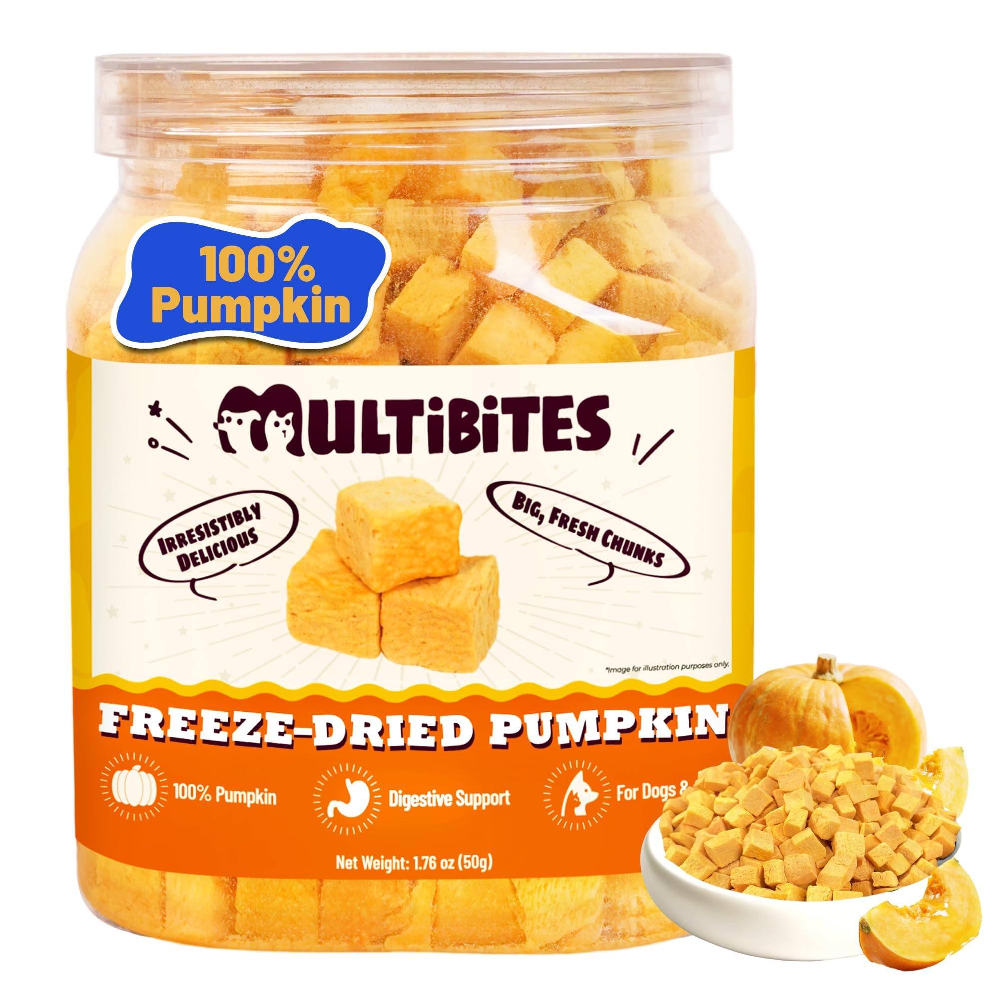 MULTIBITES Freeze Dried Dog Pumpkin Treats - Single Ingredient - 50g