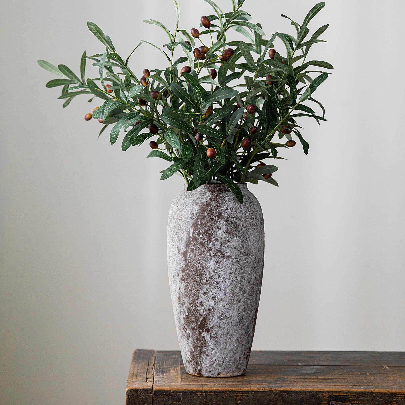 Rustic Extra Large Ceramic Vase, Distressed Terracotta Pottery Tall Decorative Vases, Concrete Vases Clay Stone Antique Big Vase for Home Decor (7 in X 13.4 in)
