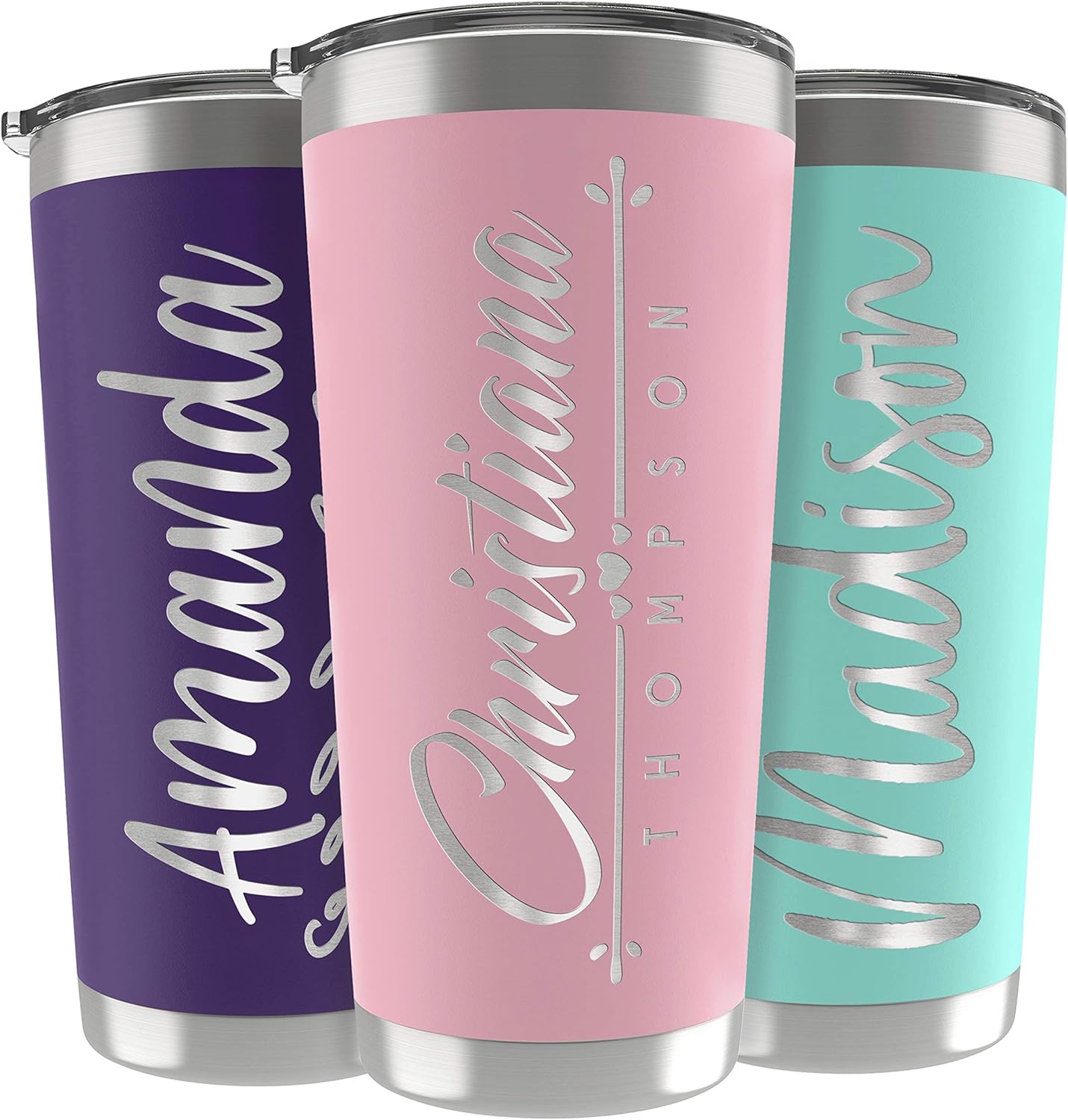 Personalized Gifts For Women 20 Oz. Custom Tumblers w/ Lid, Light
