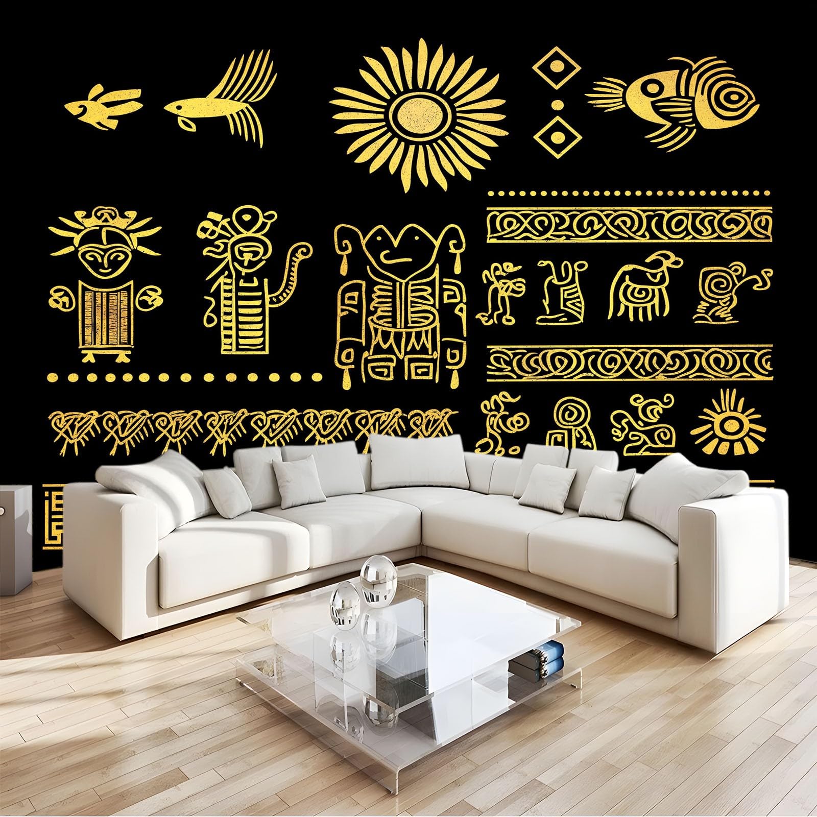 Andino nadruk 3D tapeta panoramiczna 300 x 210 cm, fototapeta z włókniny | Dekoracja Fototapeta Sypialnia Czarny Żółty Dekoracje ścienne dla dzieci,