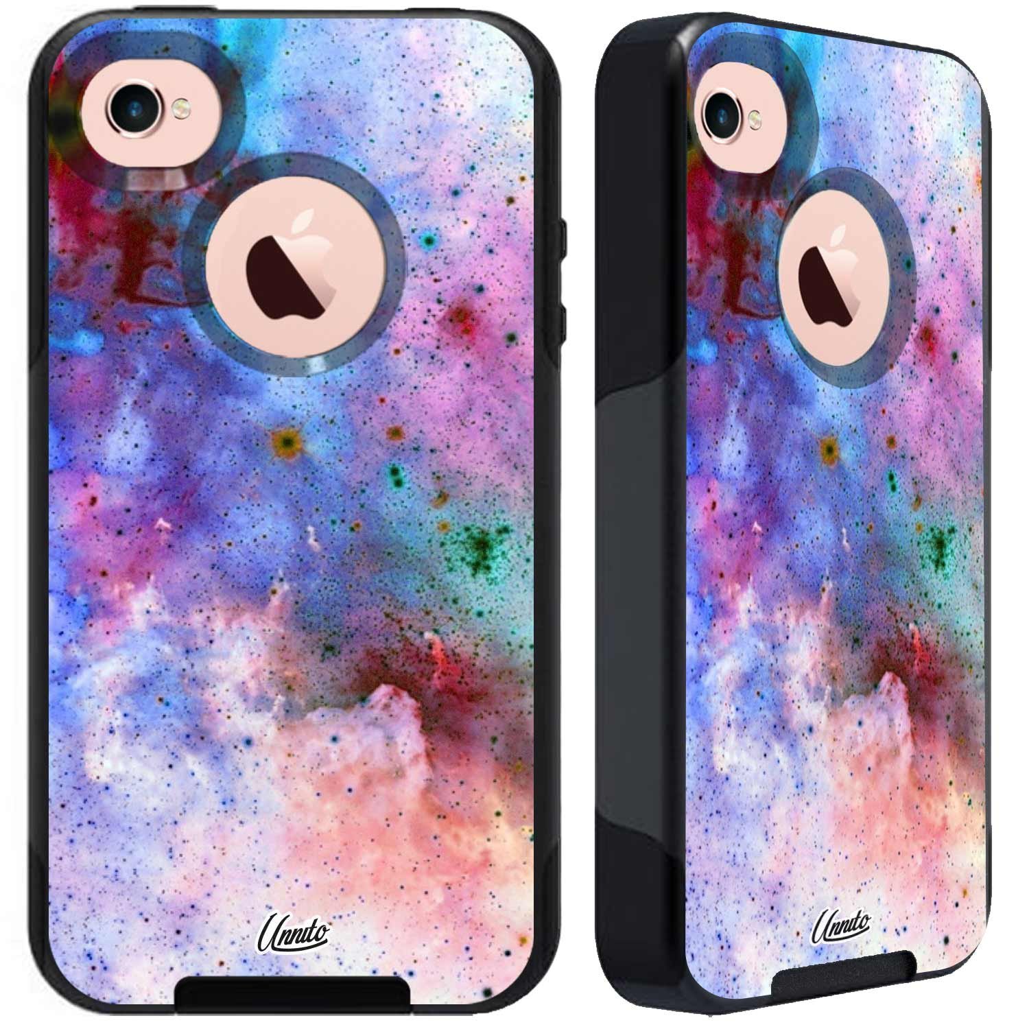 iPhone 4 Case – Hybrid Commuter Case | Slim Cover with Hard Shell Design and Soft Inner Layer Compatible with iPhone 4S Black Case - Cosmos Nebula