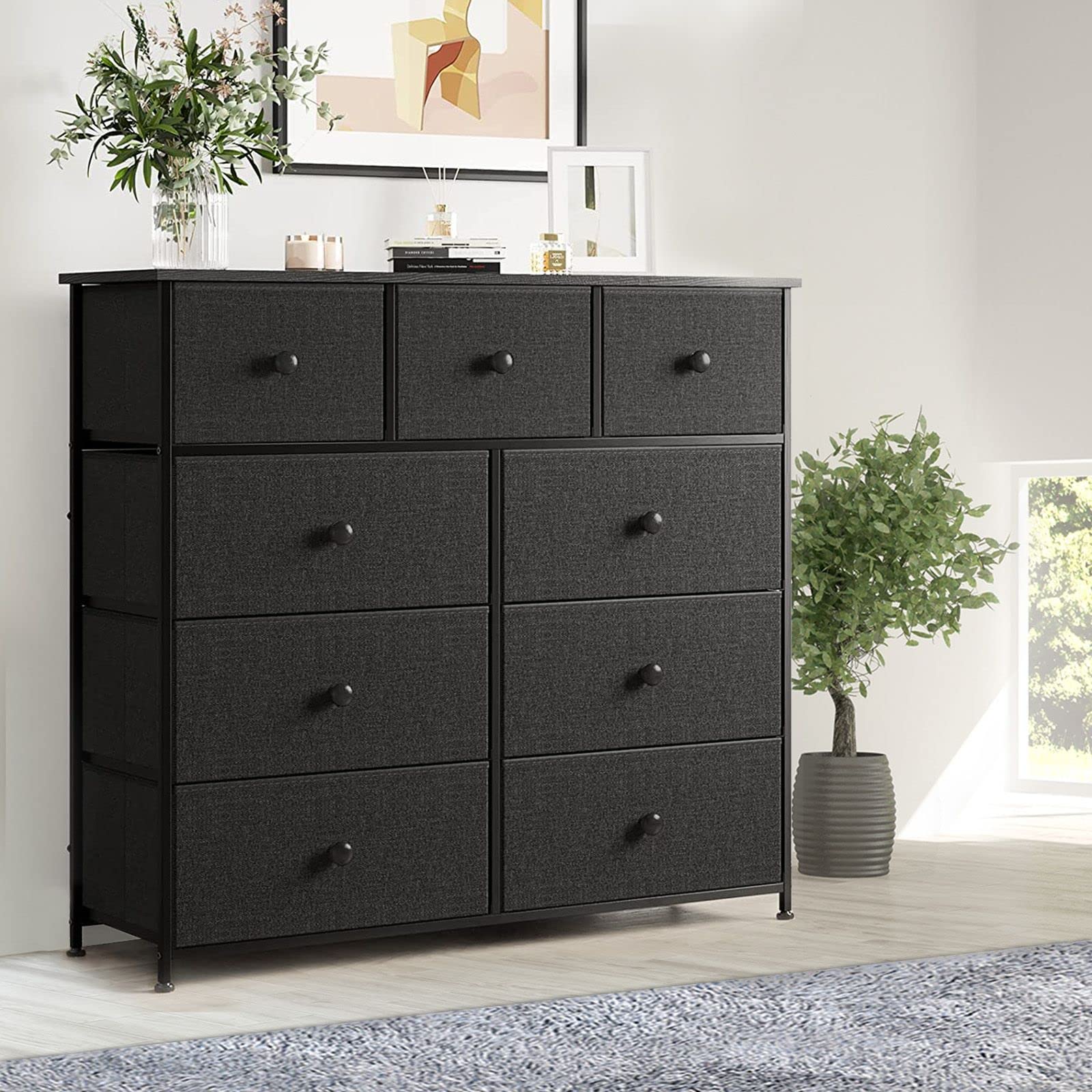 Luxsuite Chest of 9 Drawers Tower Dresser Tallboy Storage Cabinet