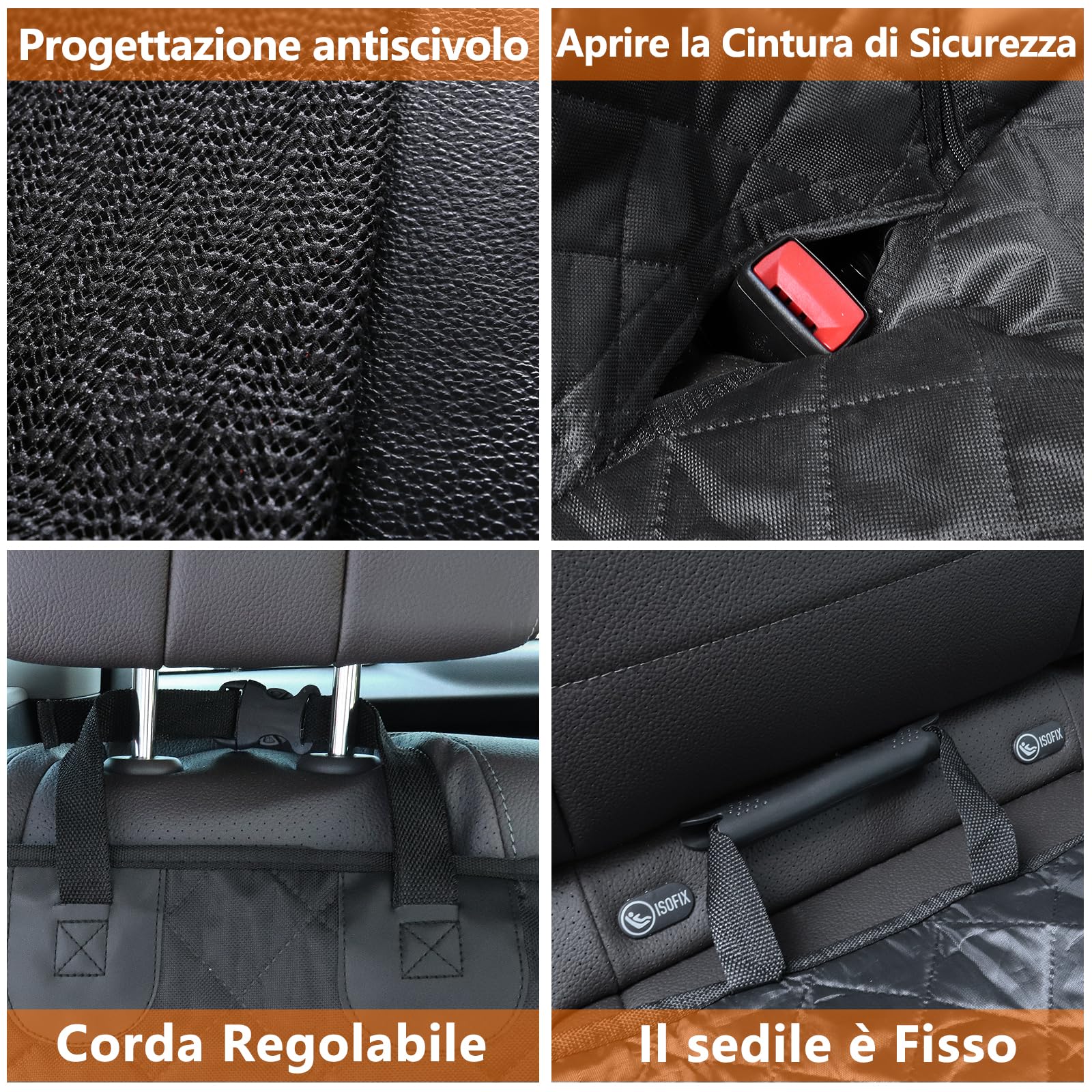 Alfheim Coprisedili Auto per Cani, Impermeabili e Antiscivolo Resistenti ai Graffi Protezione per Sedile Posteriore Lavabile, Universale per Auto Camion SUV (Nero)