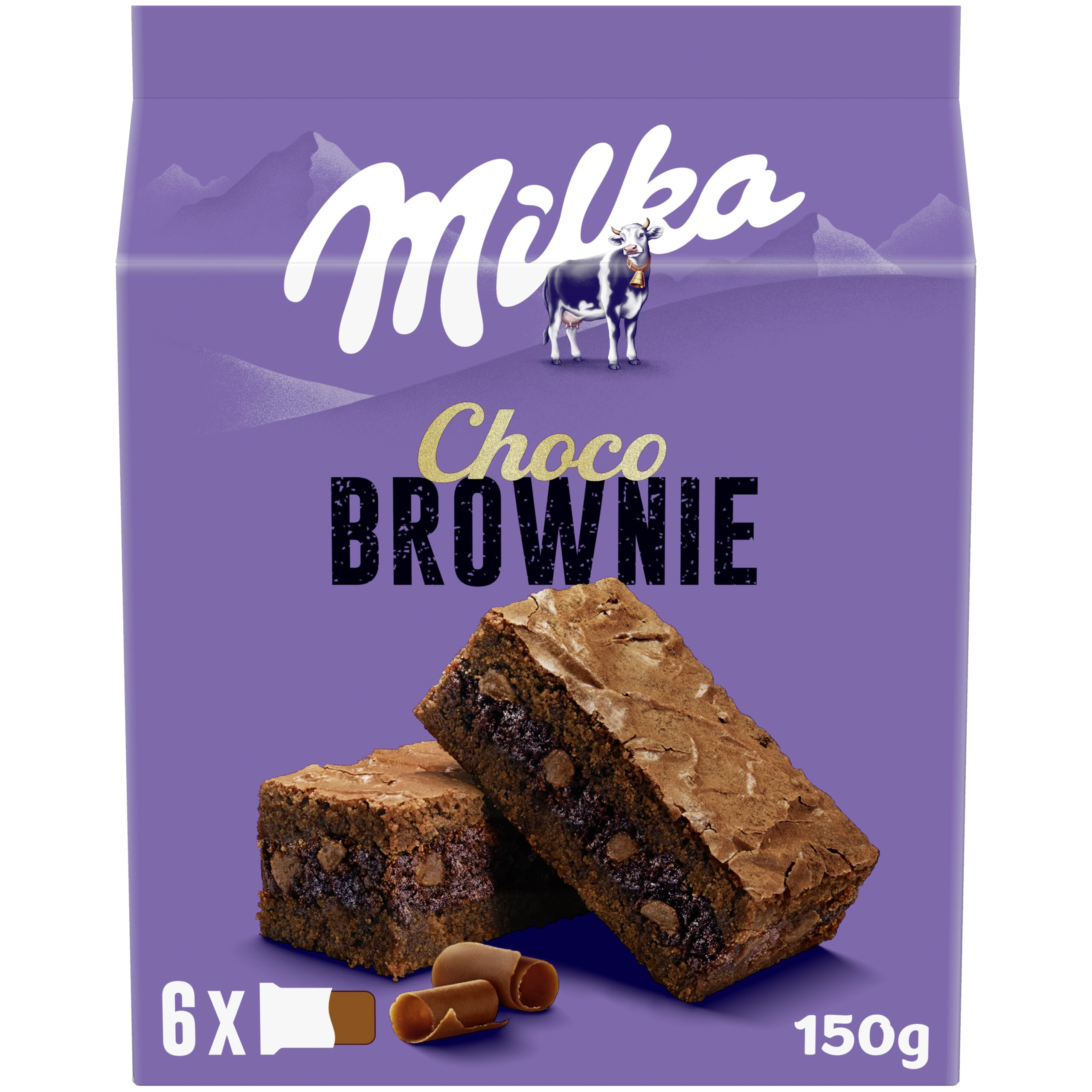 Milka Choco Brownie Bizcocho de Chocolate con Leche de los Alpes y Trozos de Chocolate con Leche, Pack de 13 Ud 150 g | Bizcocho Milka de chocolate con leche y trozos de chocolate, para disfrutar en cualquier momento del día