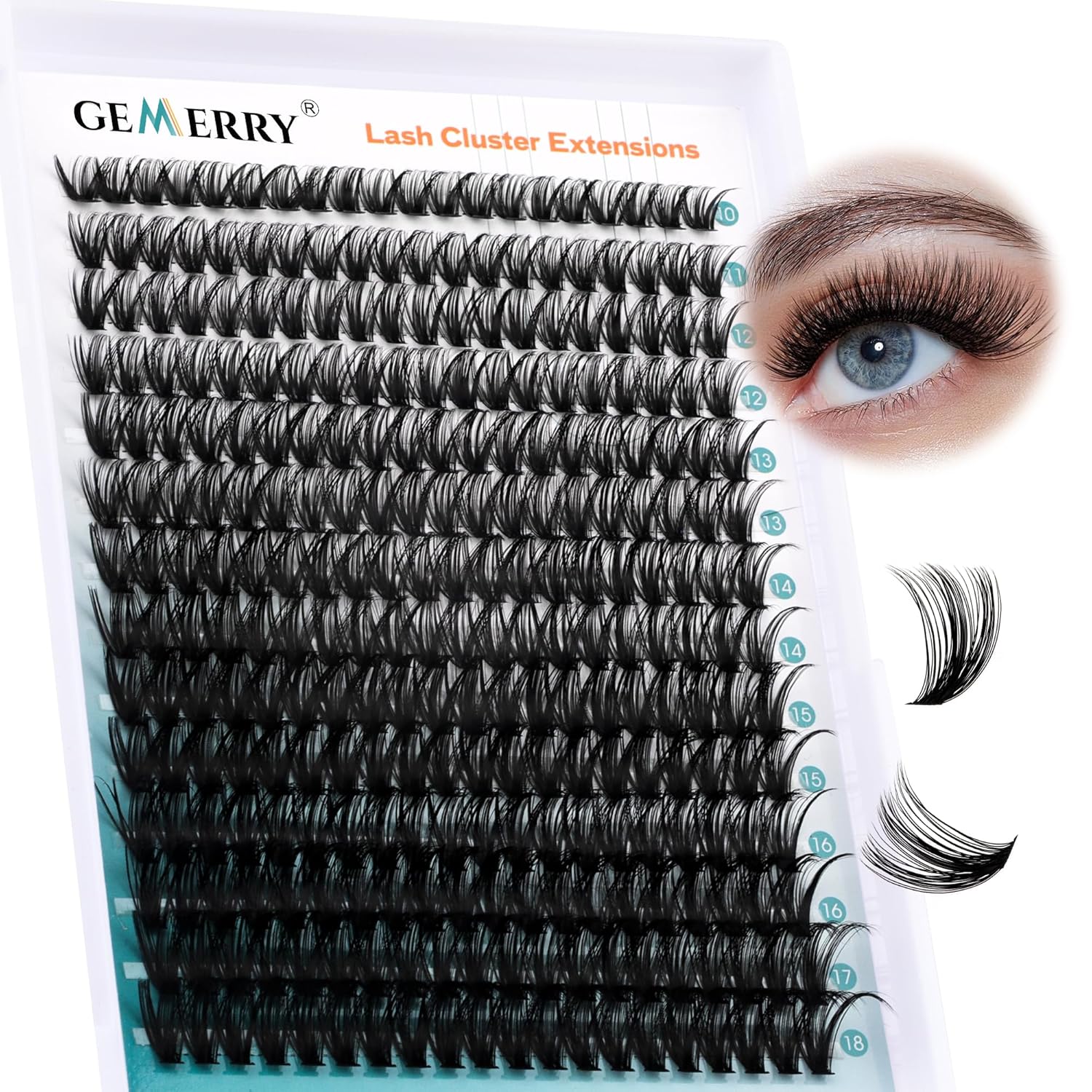 Lash Clusters GEMERRY 280pcs Clusters Lashes D Curl Soft&Natural Individual Lashes Cluster Eyelash Clusters DIY Lash Extensions at Home（50P-10-18mm)