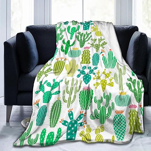 Manta de flores de cactus y plantas, mantas suaves de franela, manta acogedora y ligera de felpa, regalos para mujeres, hombres, niños y niñas,