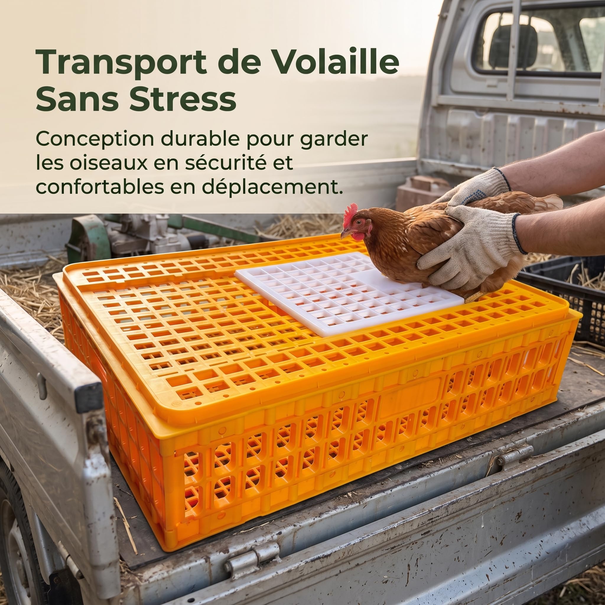Transportín Plástico Anti-Caída y Anti-Presión para Gallinas, Conejos, s y Codornices, Blanco