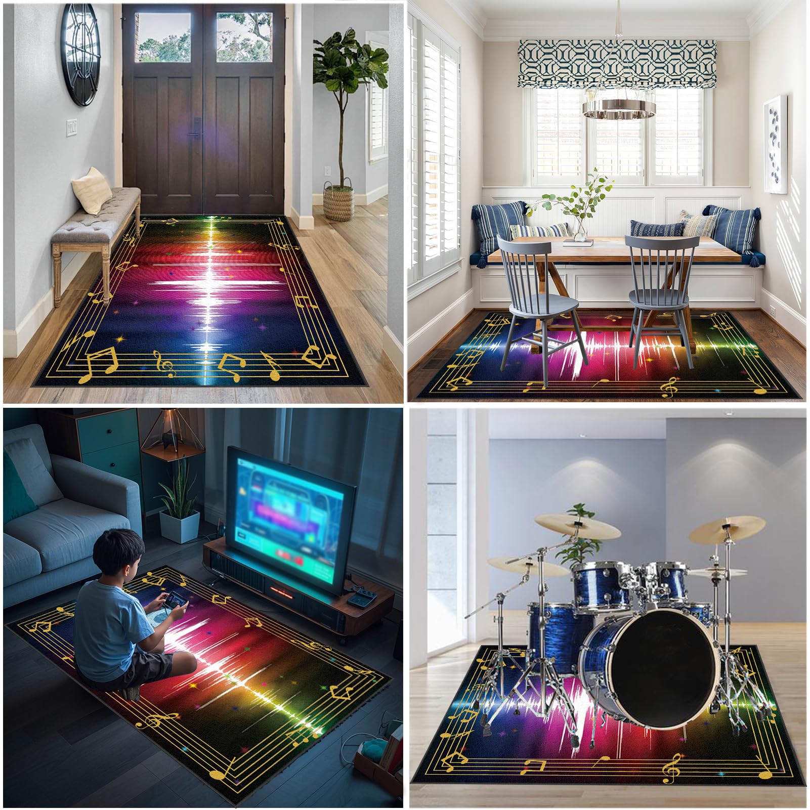 Bateria elektroniczna Dywan na perkusję i perkusję Maty akustyczne Pianino Baterie Akustyczne Maty Na Bęben Dźwiękoszczelny Antypoślizgowy Mata 200 x 160 cm