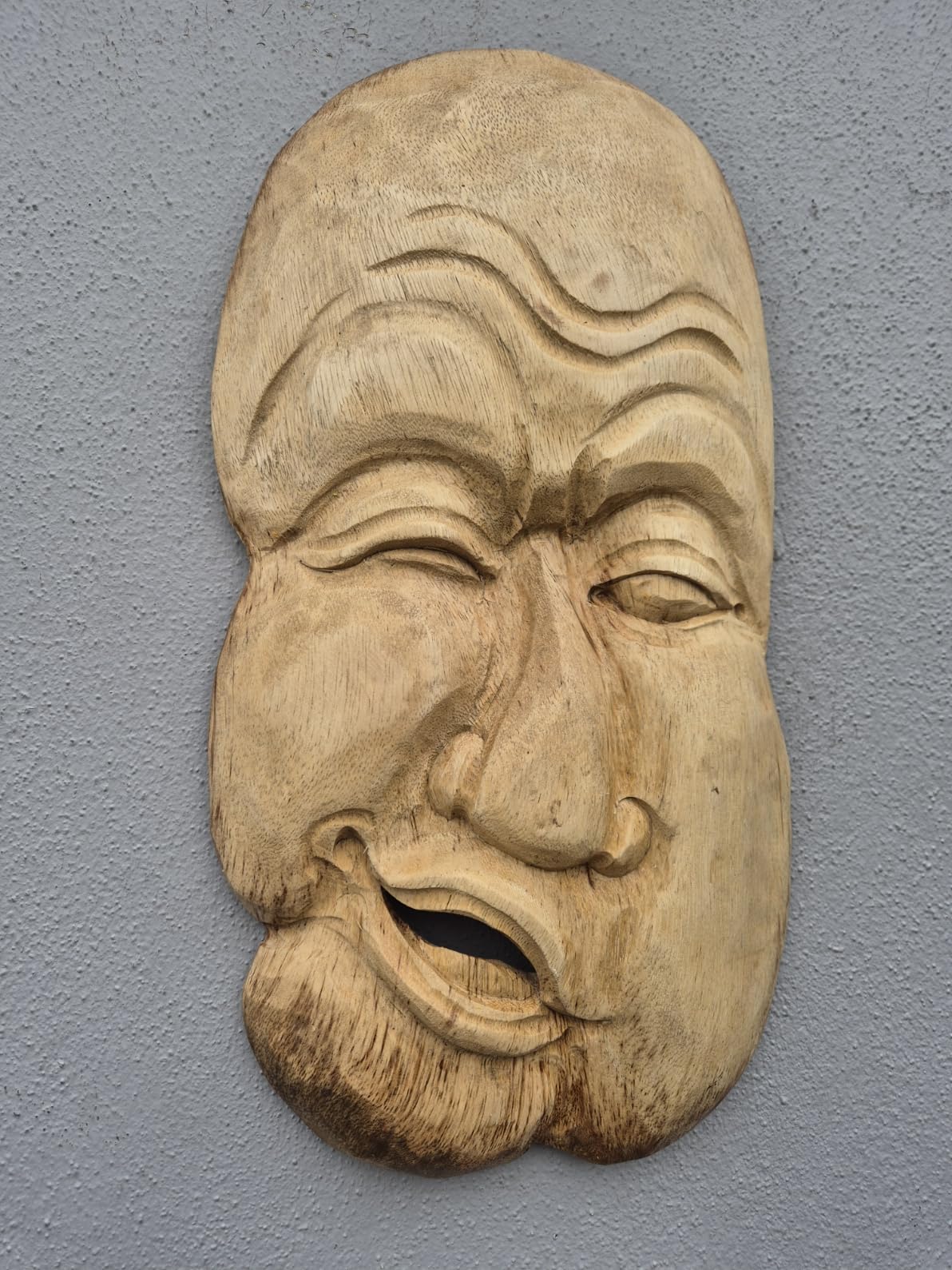 Plantation Designs Grey Unusual Carved Bali Face Ugly Muggery Wooden Face Wall Art 35Cm