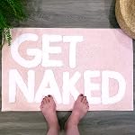 Get Naked Mat de salle de bain, Salle de bains Decor Area Bain Rug Mignon Salle de toilettes Decor Mat, Soft & En peluche absorbante rose lavable non glissant