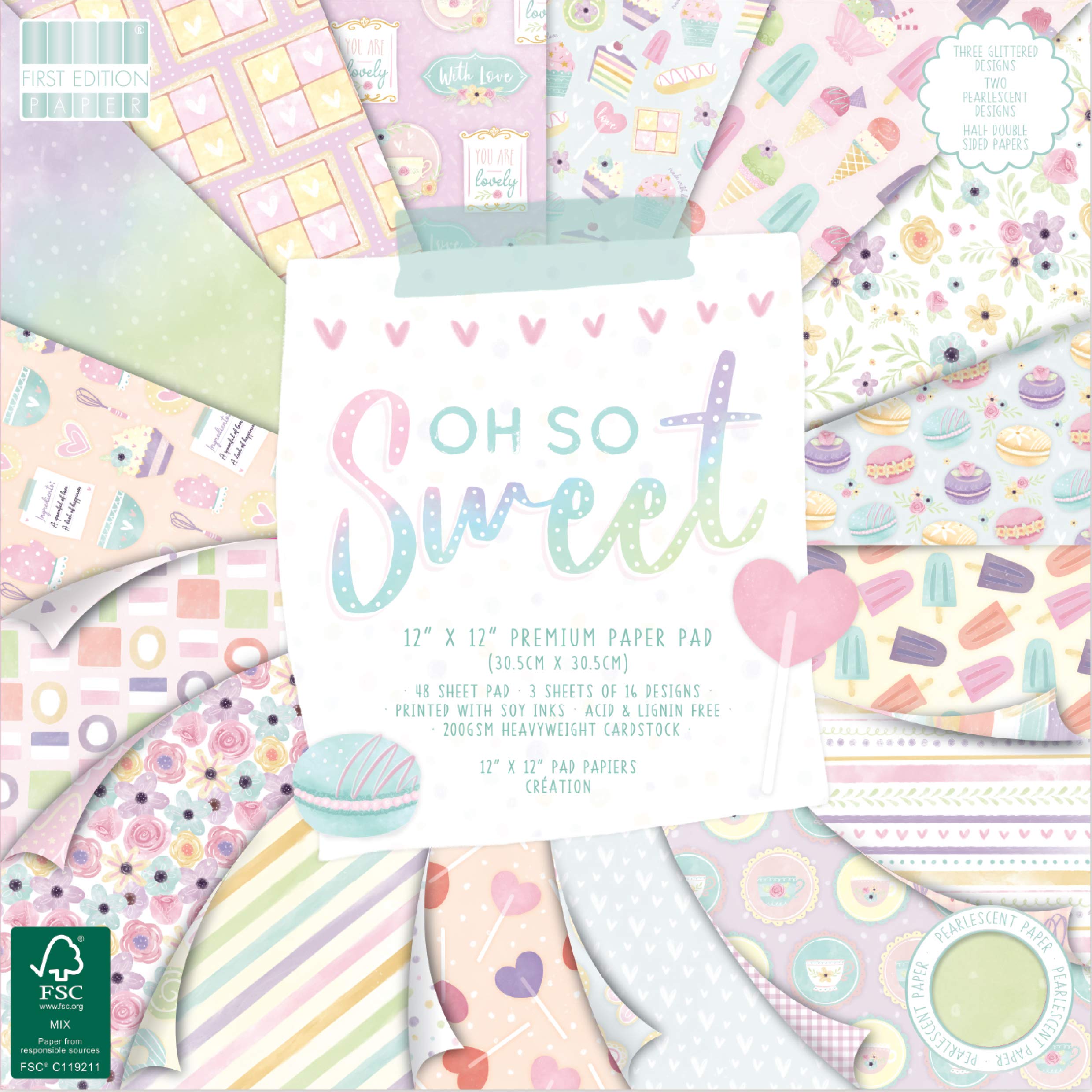 First Edition FSC 12x12 Paper Pad-Oh So Sweet, Multi, One Size