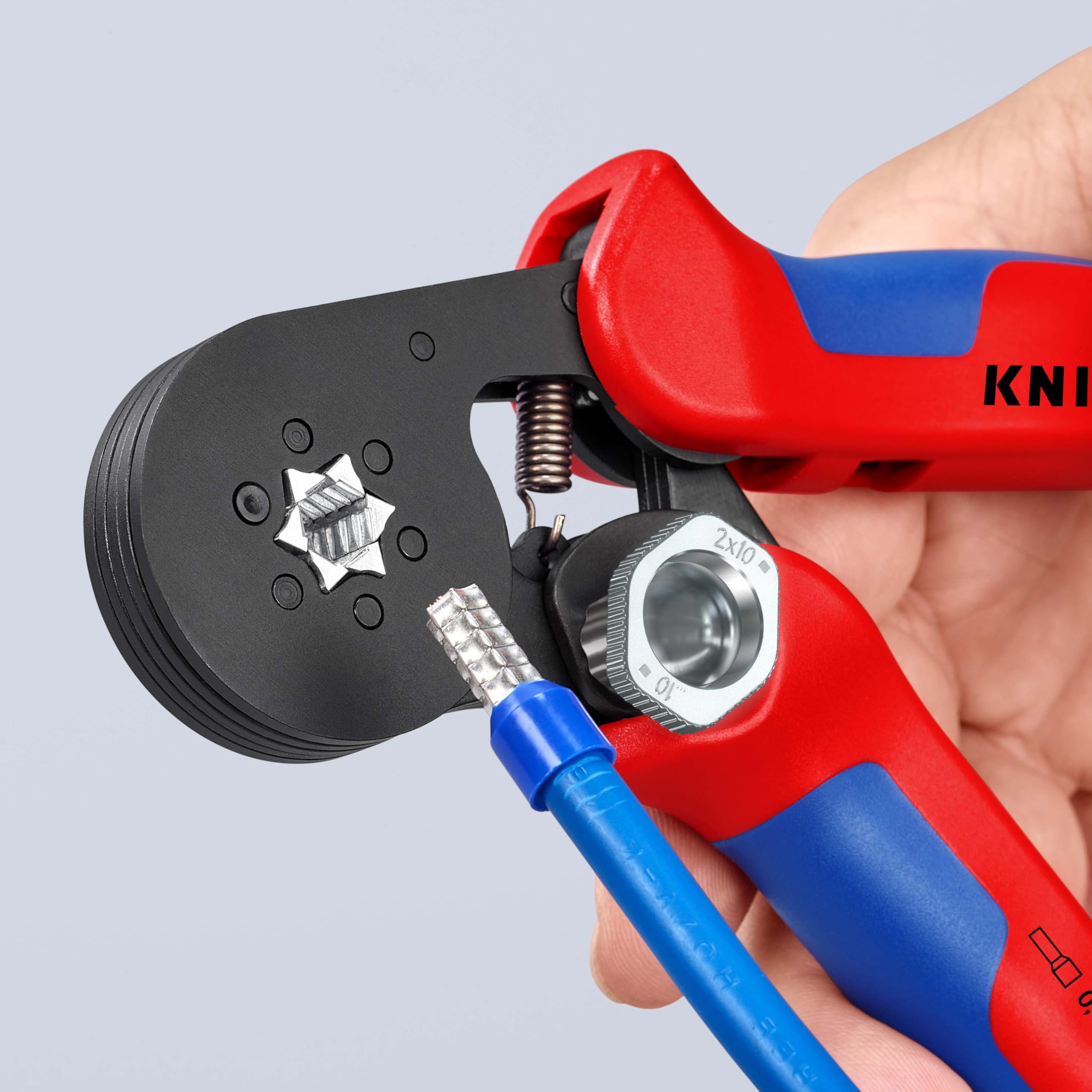 Knipex Pince à sertir auto-ajustable pour embouts de câble avec accès latéral avec poignées multimatières 180 mm, 97 53 14