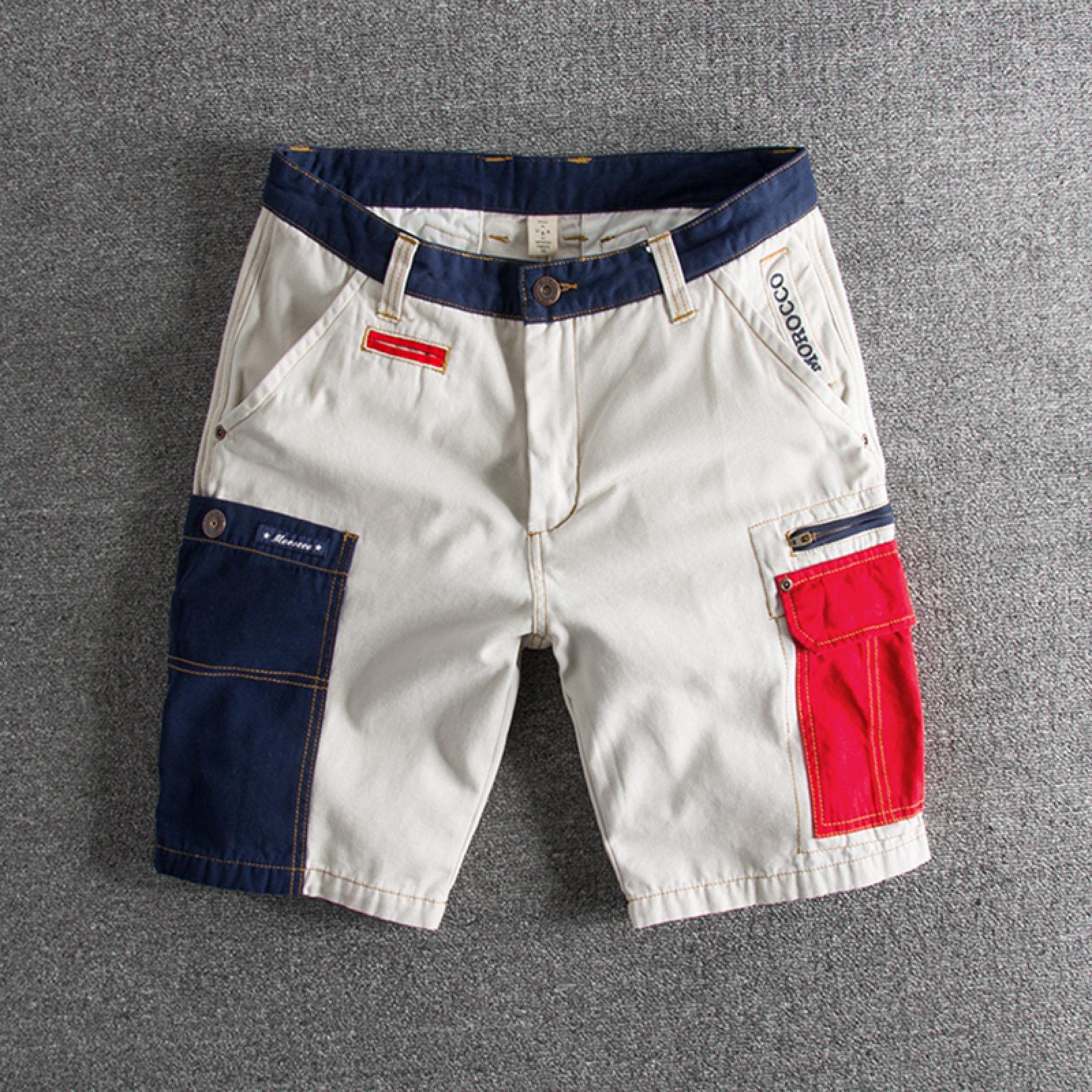 Pantalones Cortos Pantalones Cortos De Verano para Hombre, Pantalones De Hip-Hop para Hombre con Lavado De Múltiples Bolsillos, De Algodón, Estilo Car
