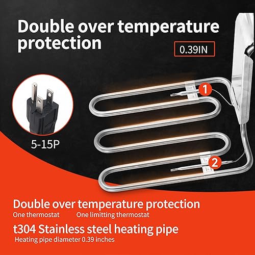 Miniatura 6 de Freidoras comerciales Freidora eléctrica de acero inoxidable de 3400 W con temporizador, 20 L (21.1 cuartos de galón), freidora de tanque doble de