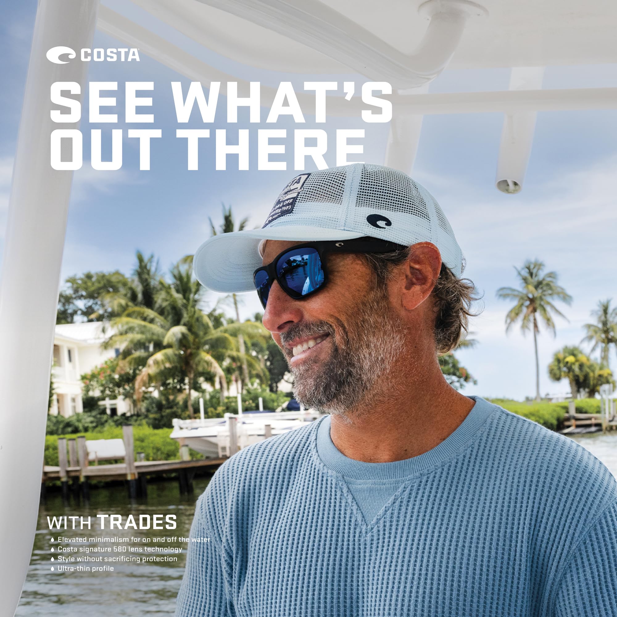 Costa Del Mar Gafas de sol polarizadas para hombre, para pesca, navegación y playa, protección UV, talla 60-580 g