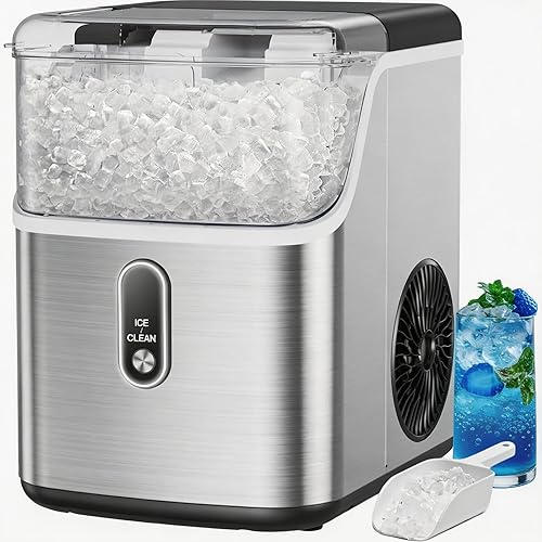 Silonn Nugget - Máquina de hielo de pellets masticables con productos diarios de 33 libras, máquina de hielo de guijarros para el hogar, cocina,