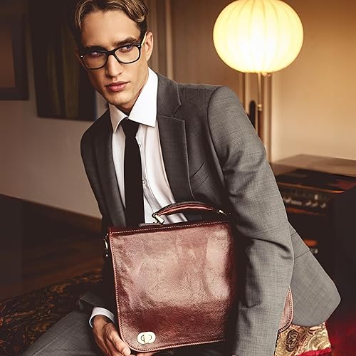 Miniatura 3 de Time Resistance Maletín de cuero para hombre  Bolsa italiana de cuero de grano completo para laptop  Bolsa de mensajero  Caja de regalo incluida