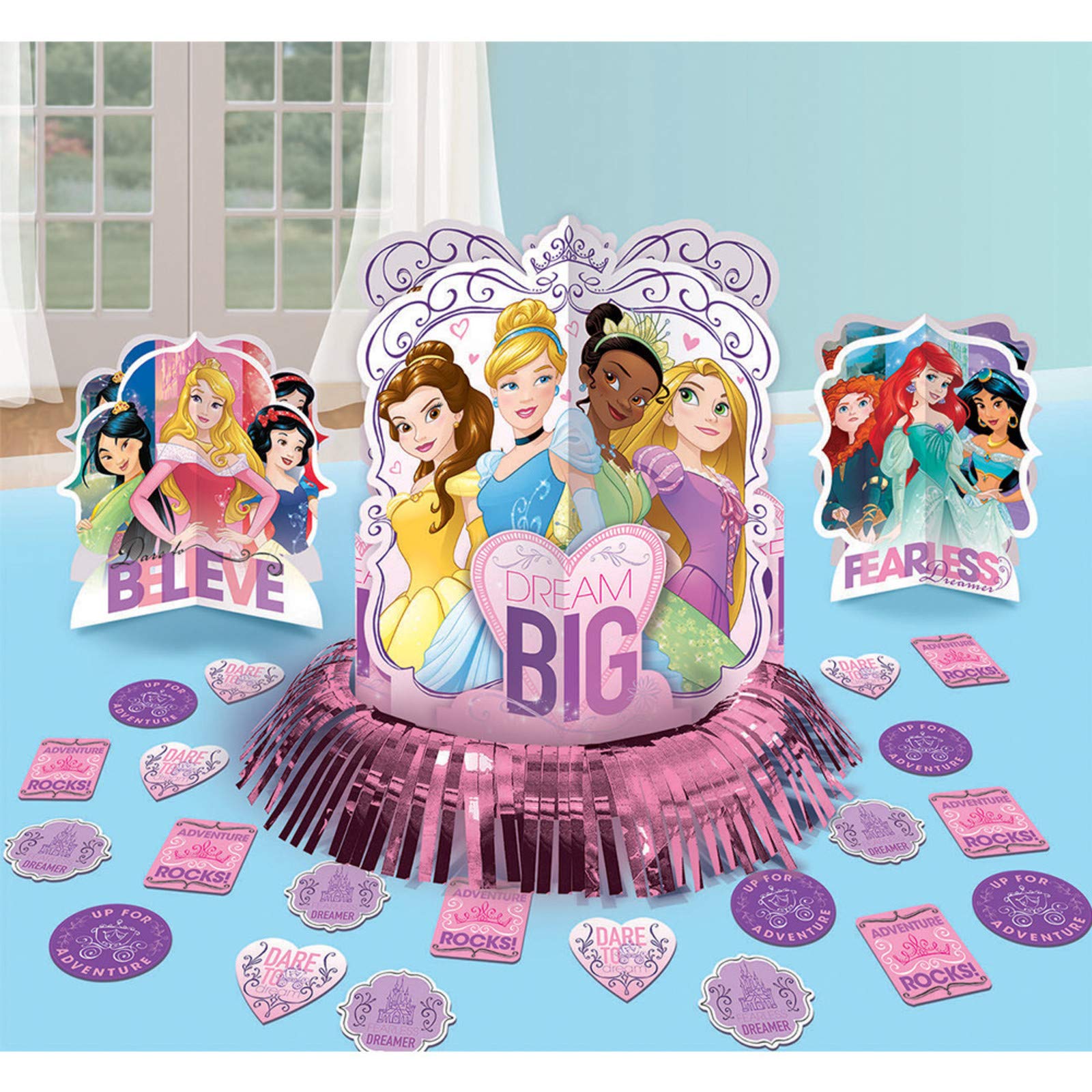 Disney Princess Sparkle Birthday Party Table Decoration Pack (23 Pack), Multi Color.