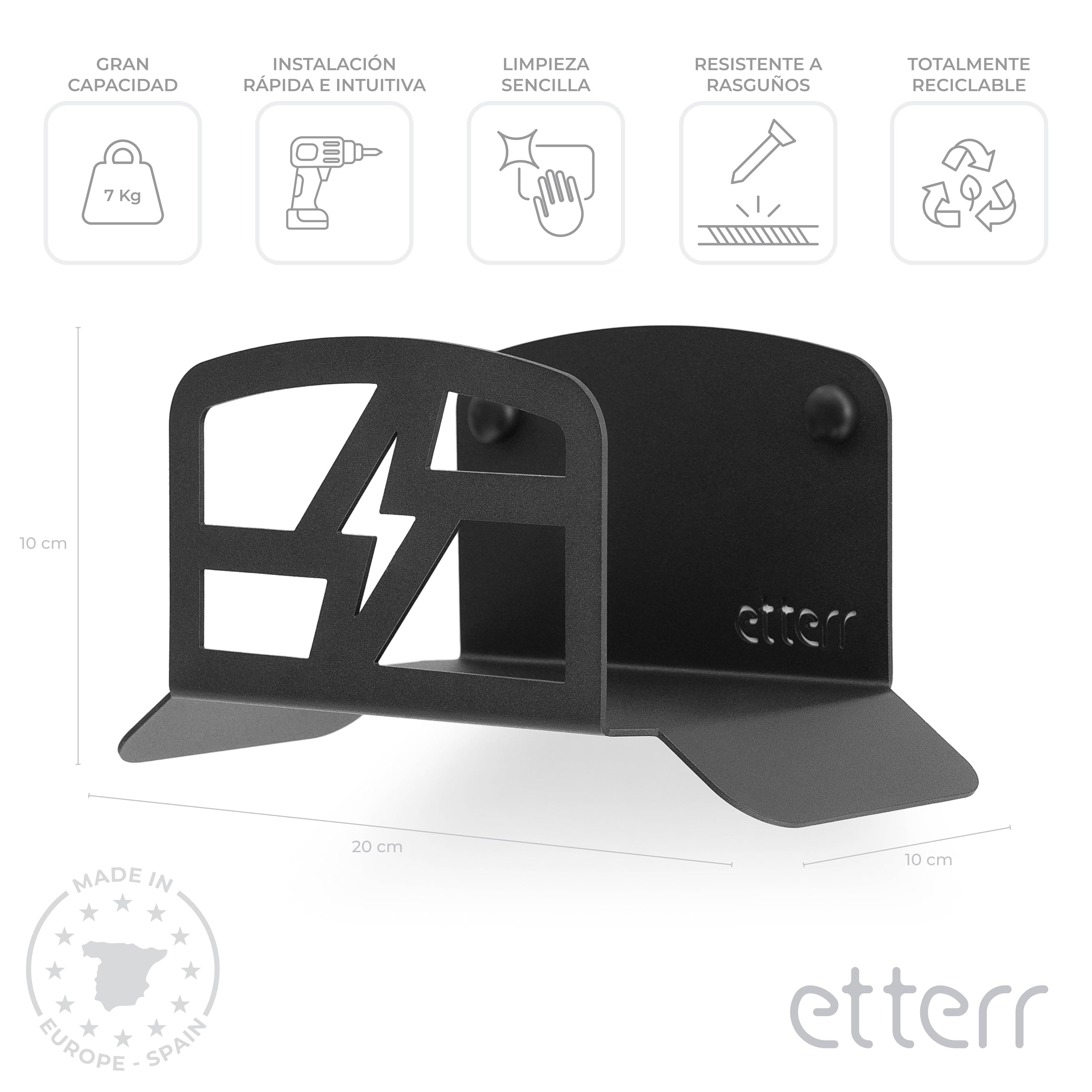 Support de Chargeur de Voiture Électrique - Base, Crochet Mural, Tuyau, Organisateur de Câbles, Accessoires EV et Moto (Noir)
