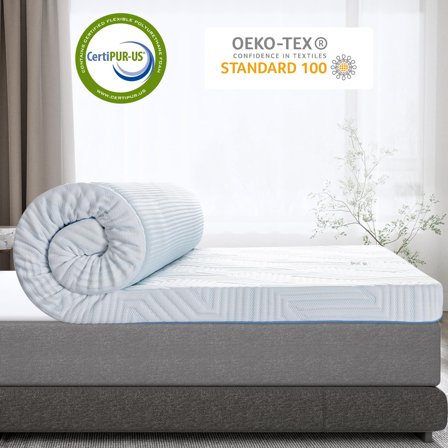 BedStory 10cm Höhe Topper 180x200cm,H3&H4 Gel Memory Foam Topper,Waschbarer Bezug, Matratzentopper für Boxspringbett Wohnmobil und Schlafsofa