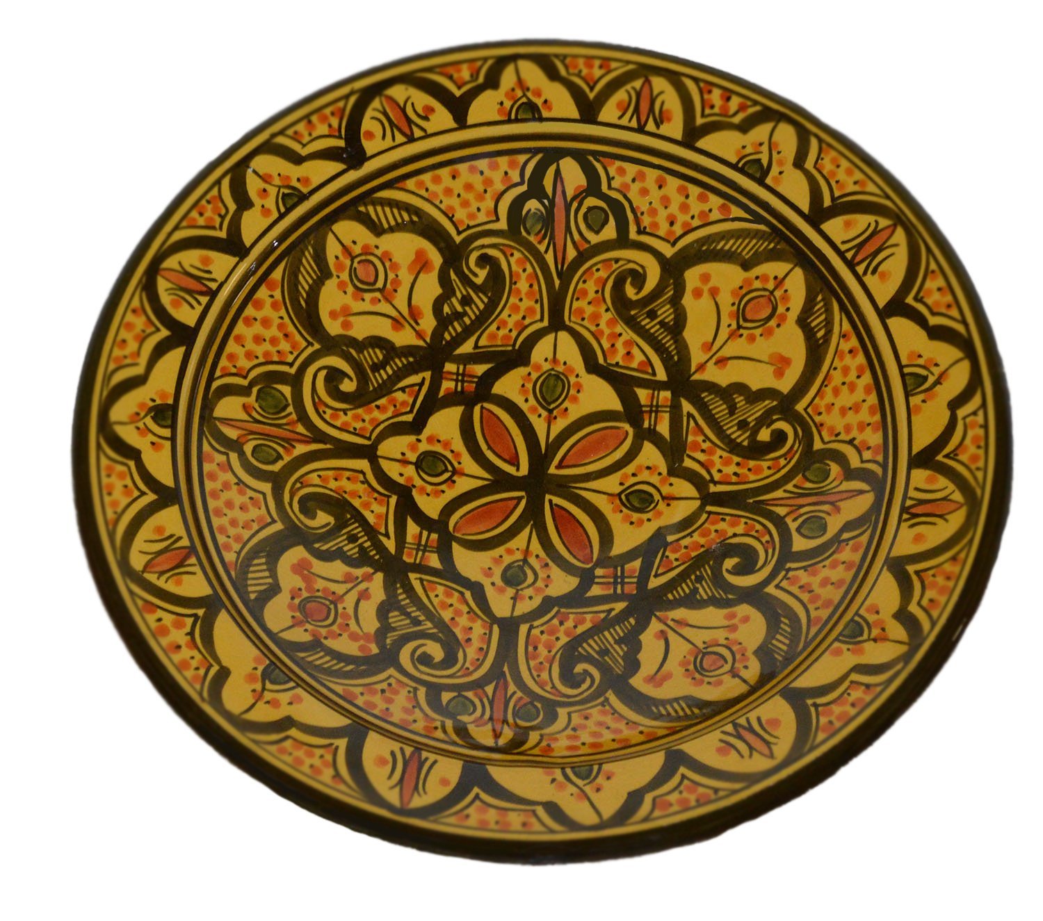 TreasuresofMorocco Plates Moroccan Handmade Ceramic Serving, Wall Hanging, Exquisite Colors Decorative 14 inches Diameter