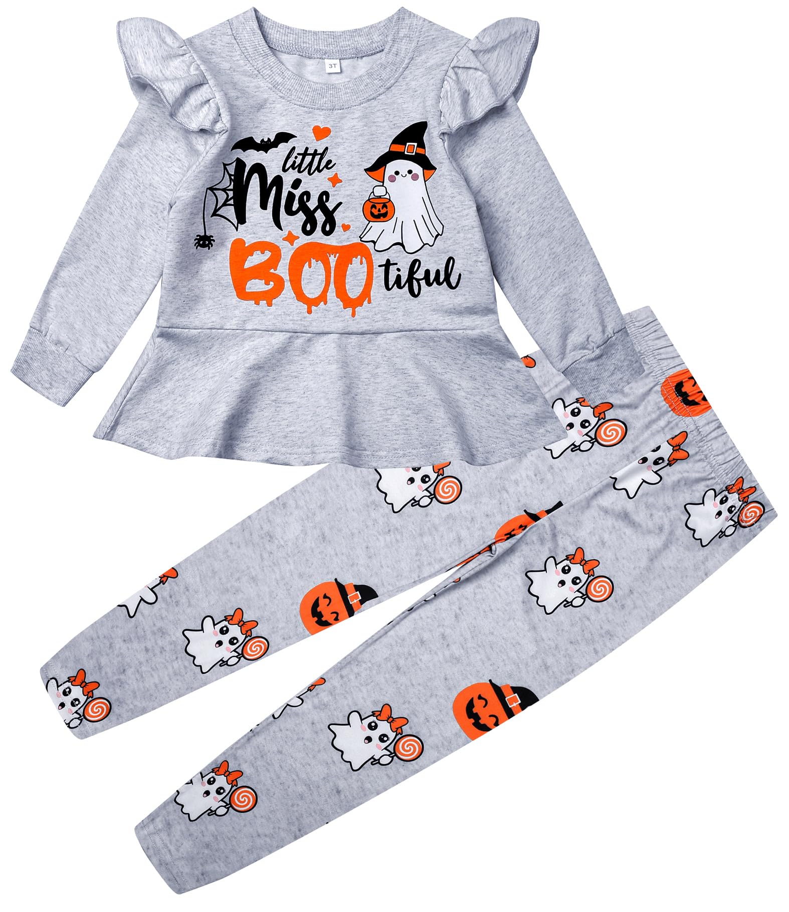 Little Girls 2 Piece Outfits Ruffle Sleeve Unicorn Sweatshirts Top and Leggings Set School Outfits Kids Clothing Set