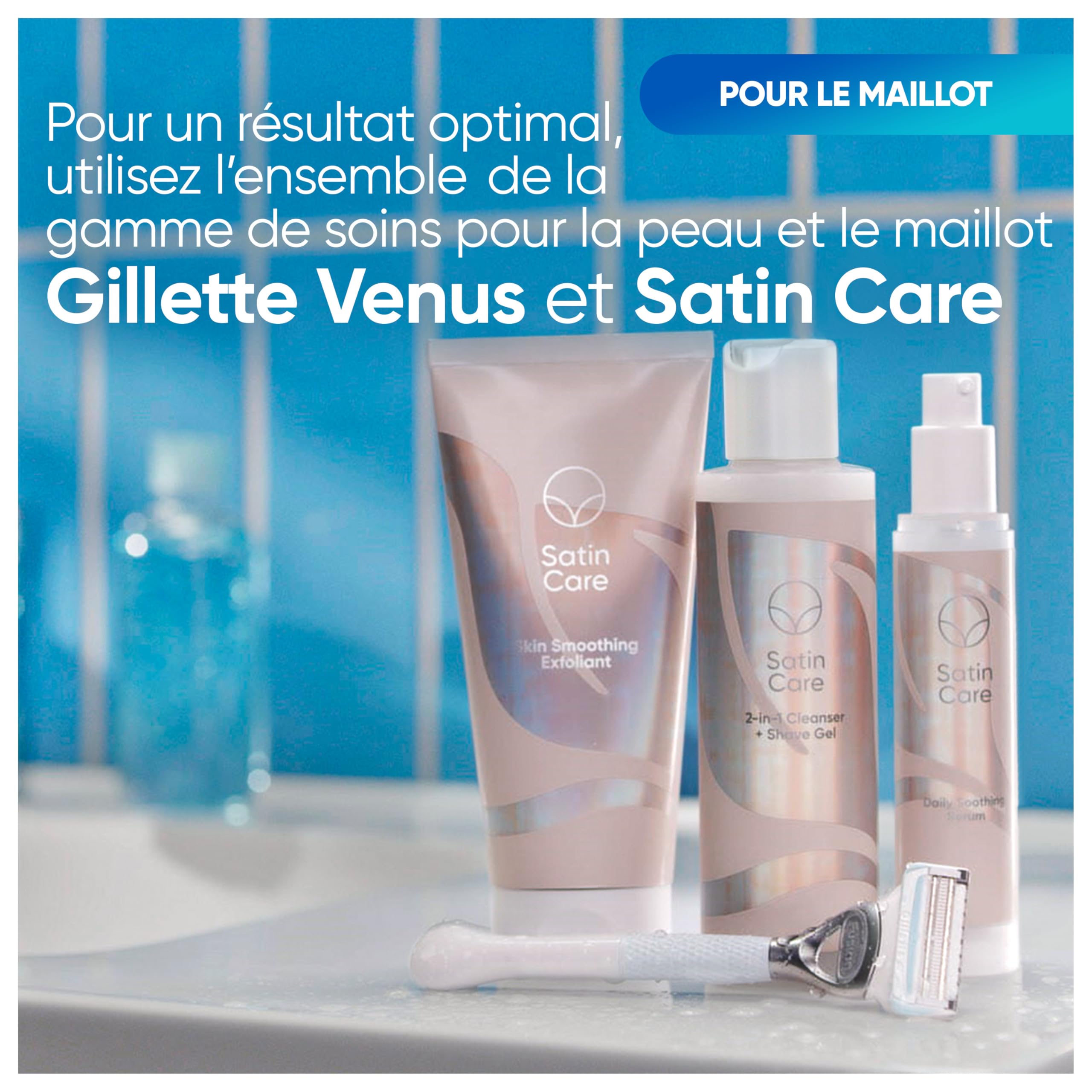 Gillette Venus Satin Care Lot 10 Recharges Rasoir Femme Lame Précision Barre Protection