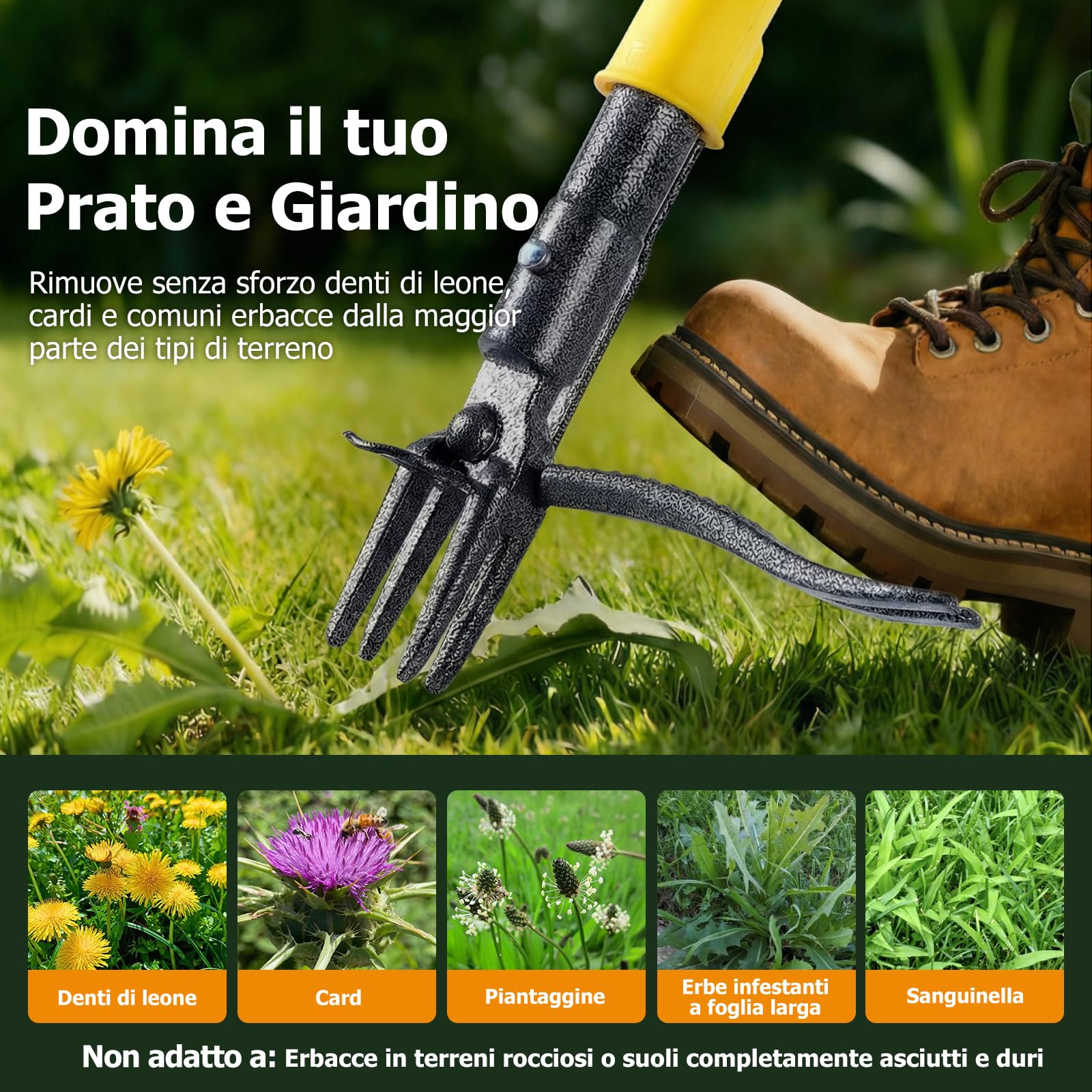 Estirpatore per Erbacce Attrezzo da Diserbo 109 cm con Sistema di Espulsione a Scorrimento