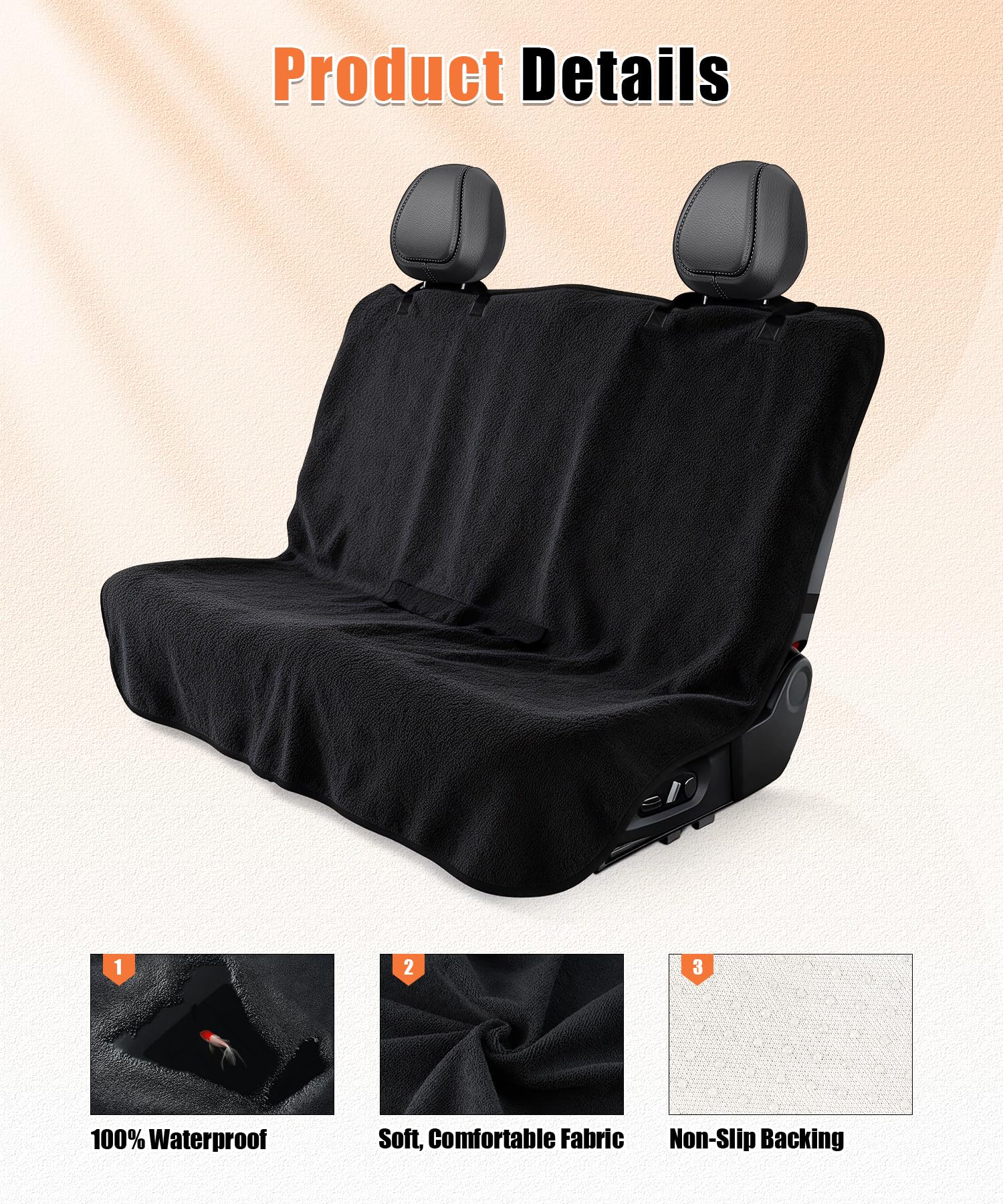 Universal Back Car Seat Cover for Pets Dog Seat Cover Hammock Heavy Duty Scratch Proof Nonslip 100% Waterproof Durable Soft Car Accessories Interior for Women and Man Cars, Trucks, SUVs, Jeep - image 2