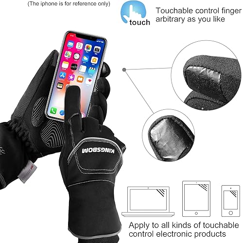 Miniatura 5 de KINGSBOM -Guantes térmicos impermeables y resistentes al viento de 40 - Guantes térmicos Thinsulate 3M Thinsulate para pantalla táctil de invierno