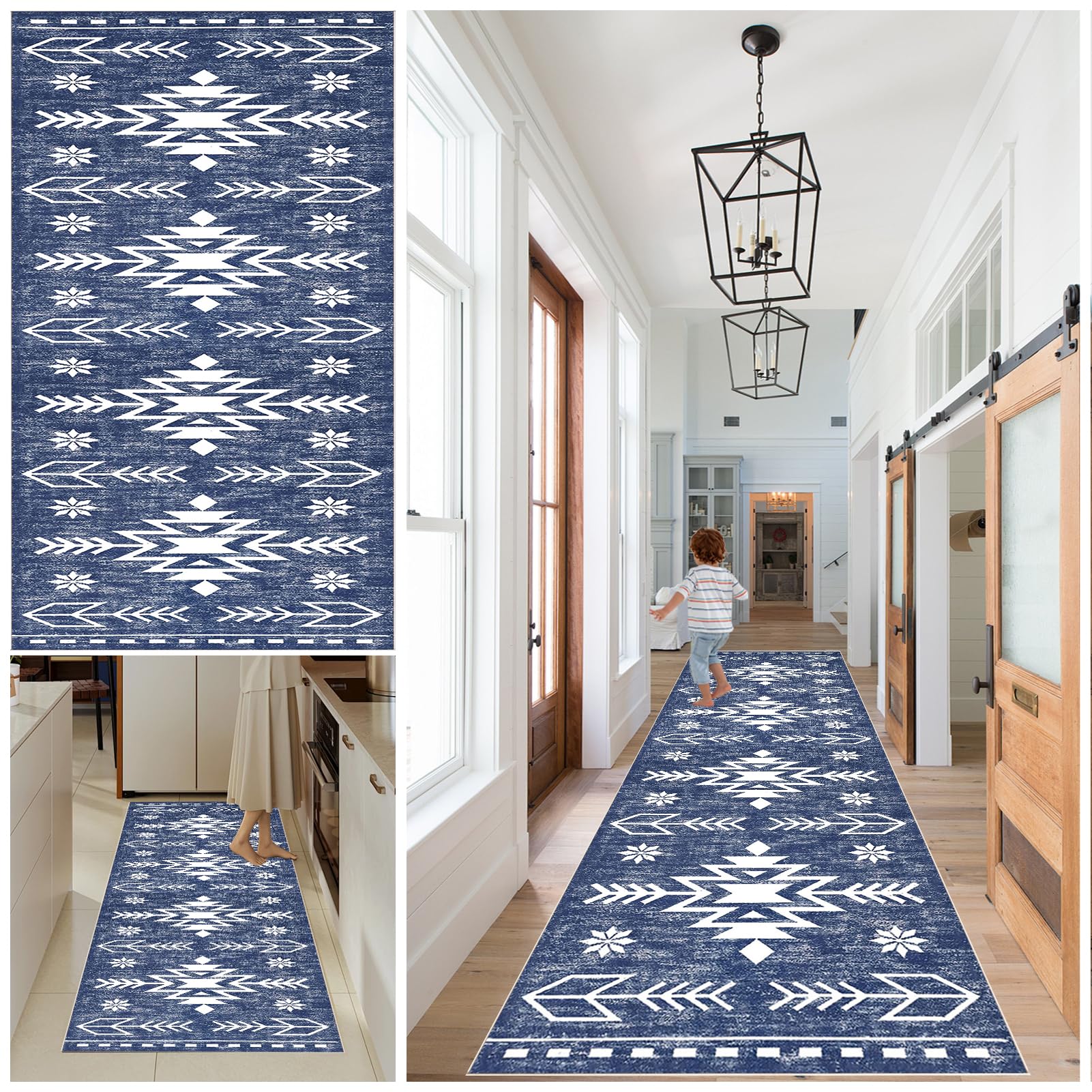 Qemgrste Carpet Runners for Hallways Non Slip Kitchen Runner Rugs Washable Runner Rugs for Hallway Long Wide Heavy-Duty Absorbent Door Runner Mats Low Pile Floor Carpet Kitchen Carpet 60 x 120 cm — image 1